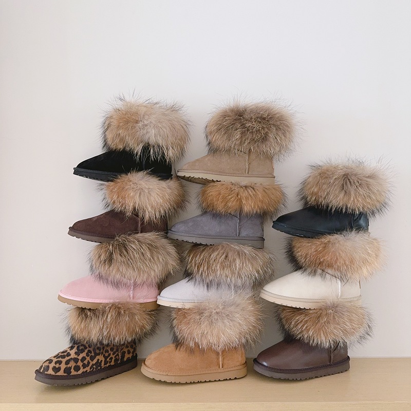 UGG Kids 5854 Genuine Fur Trim Low-Cut Boots