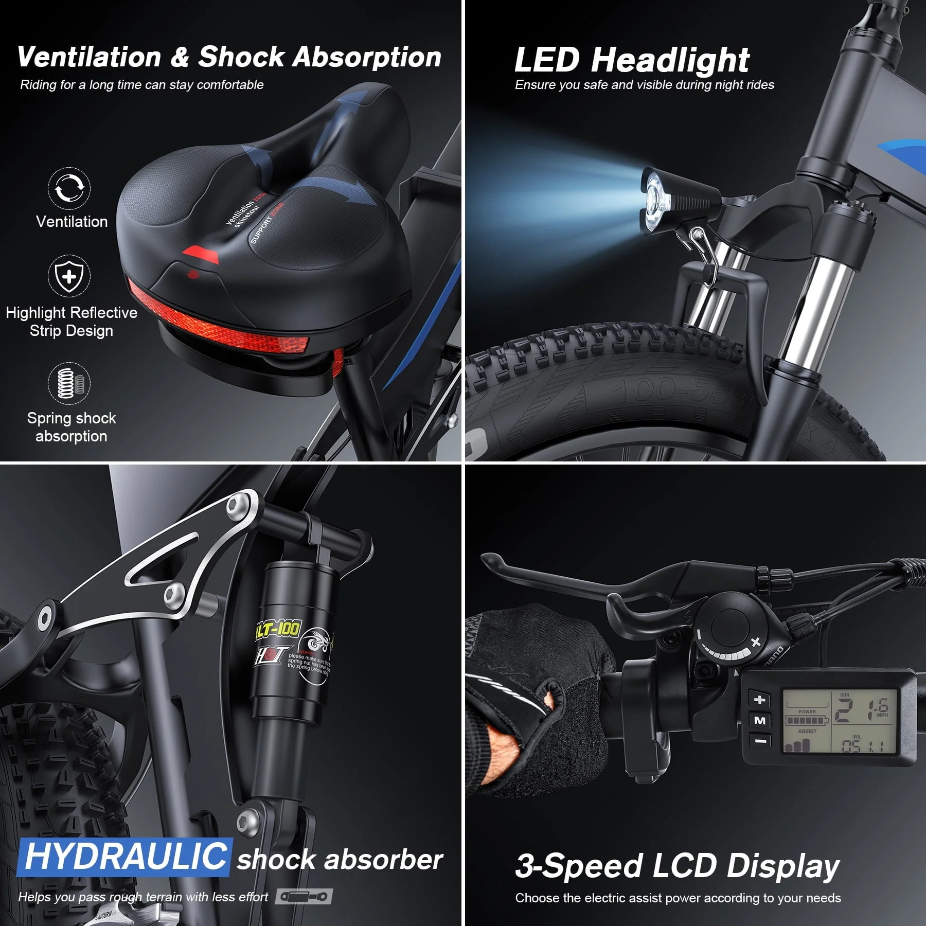 TotGuard 26in Folding Fat Tire Electric Bike, 500W, 48V 10Ah