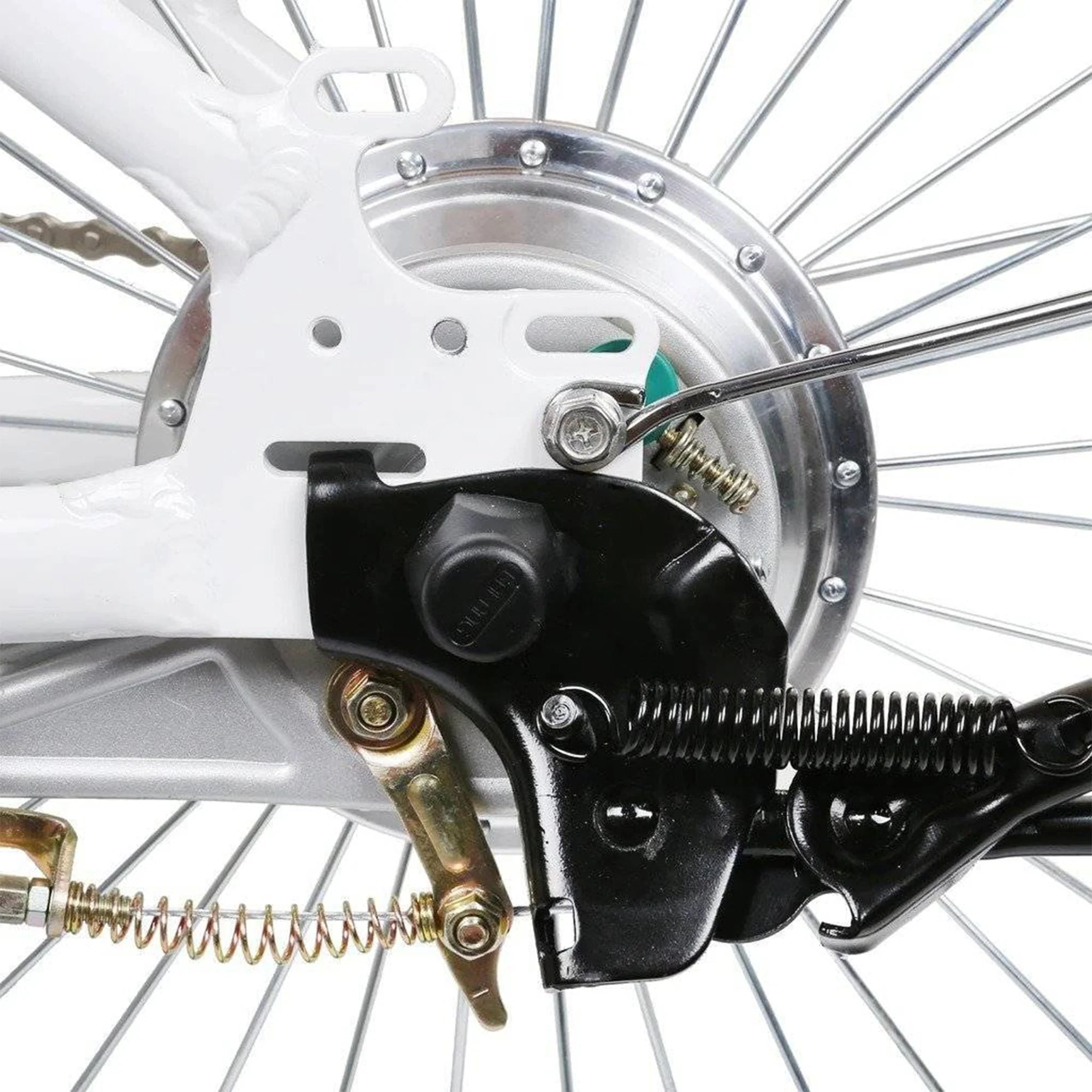 NAKTO Elegance 22in Electric Cruiser Bike with Basket, White