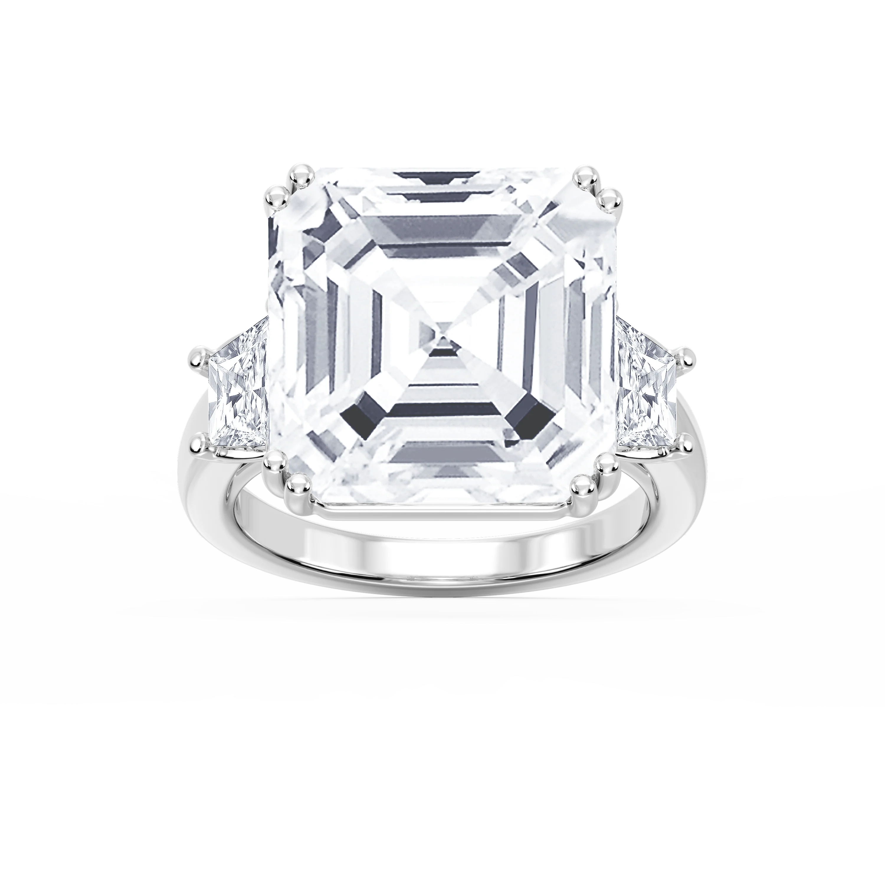 Liz 21 ctw Asscher Lab Grown Diamond Double Prong Three Stone Engagement Ring - Signature Collection