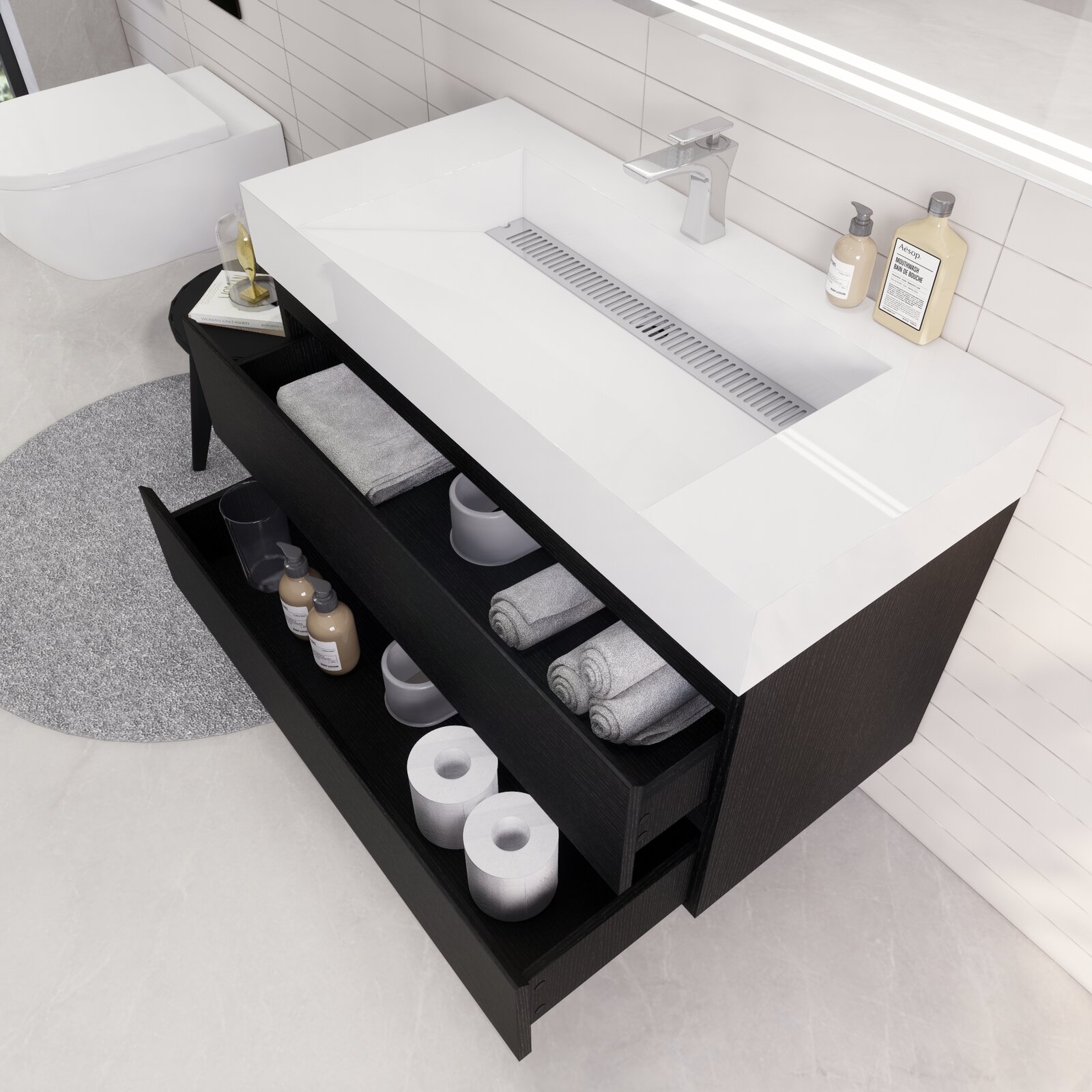 Newbold 42'' Wall-Mounted Single Bathroom Vanity Set