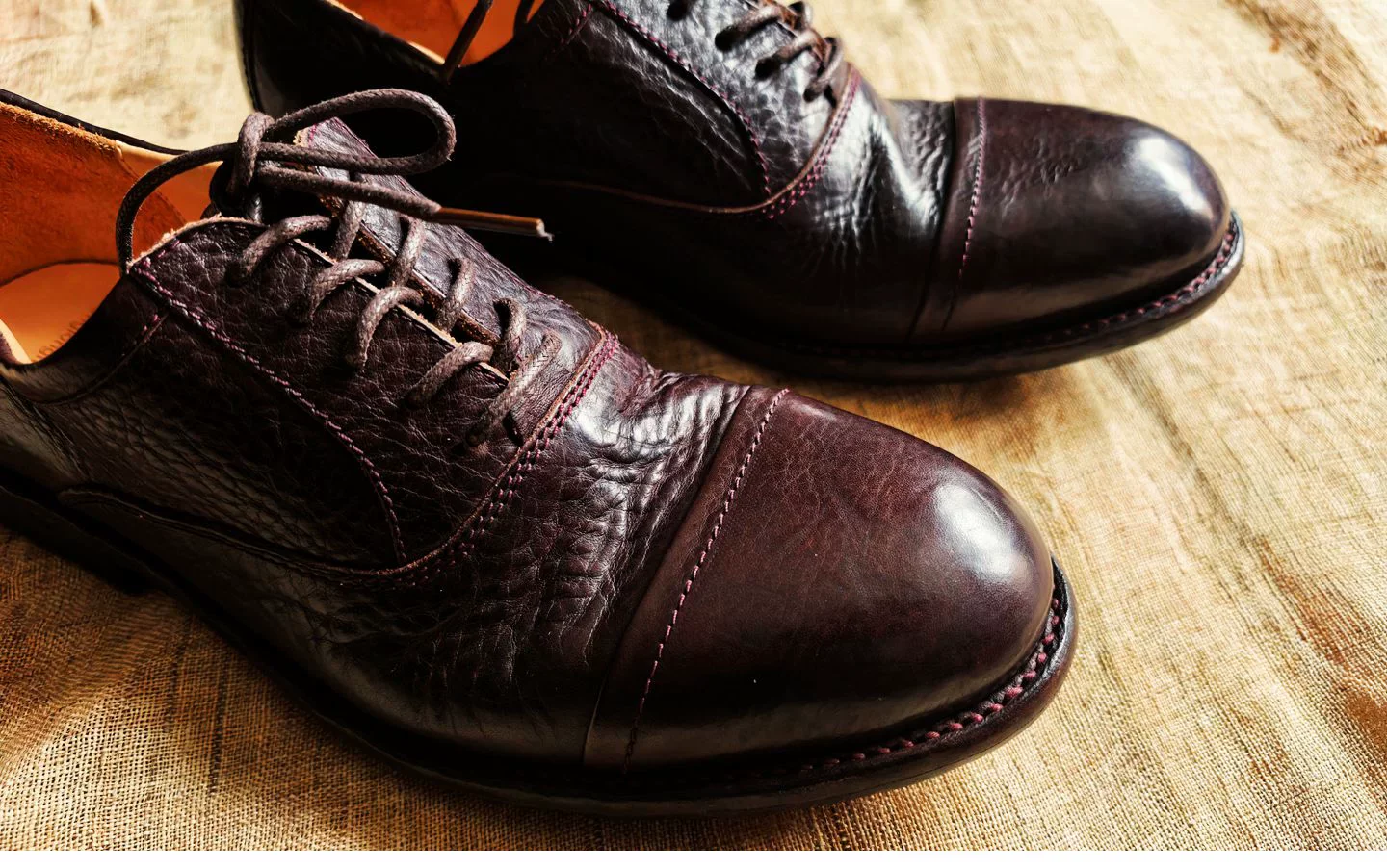 Goodyear hand-sewn lace-up leather shoes