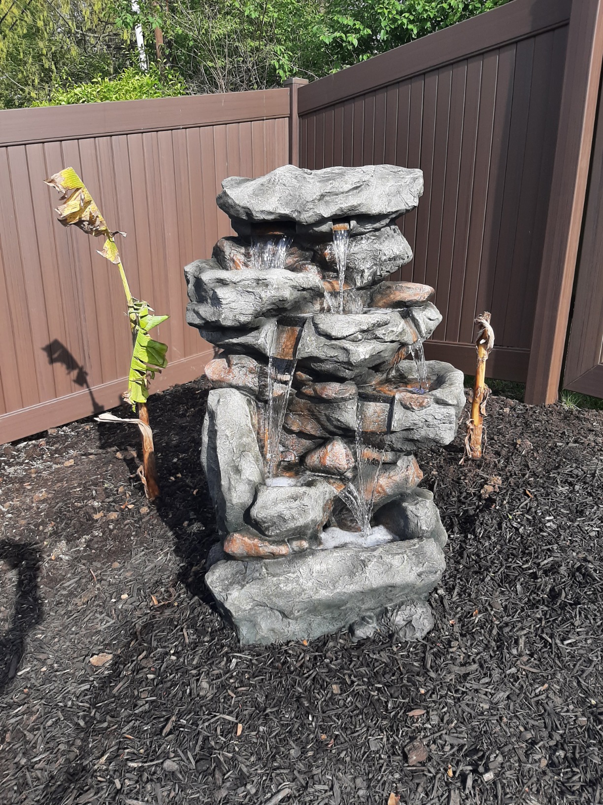 Rainforest Rock Tiered LED Lights Floor Fountain