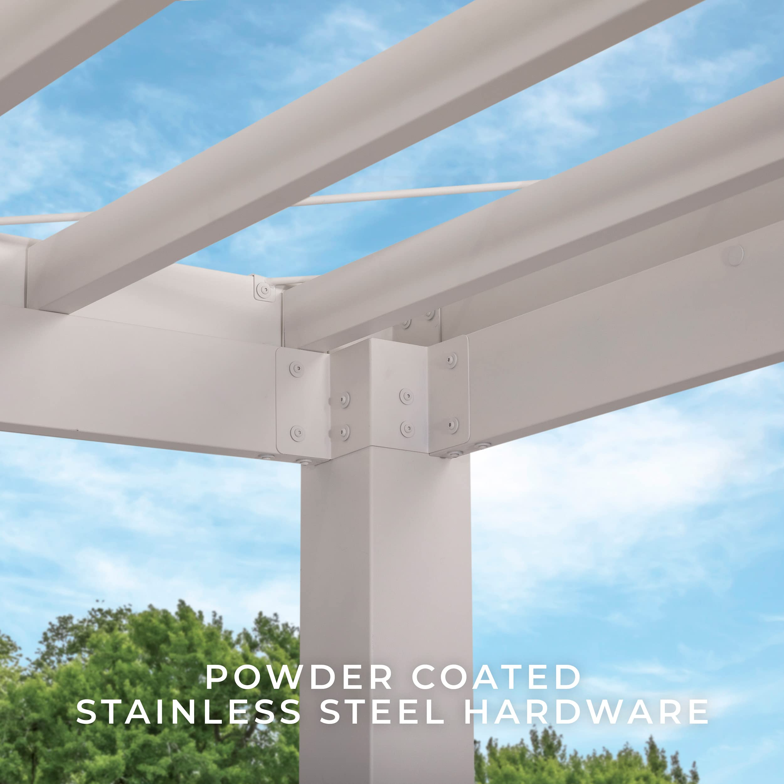 14 x 12 White Modern Steel Pergola with Sail Shade Soft Canopy