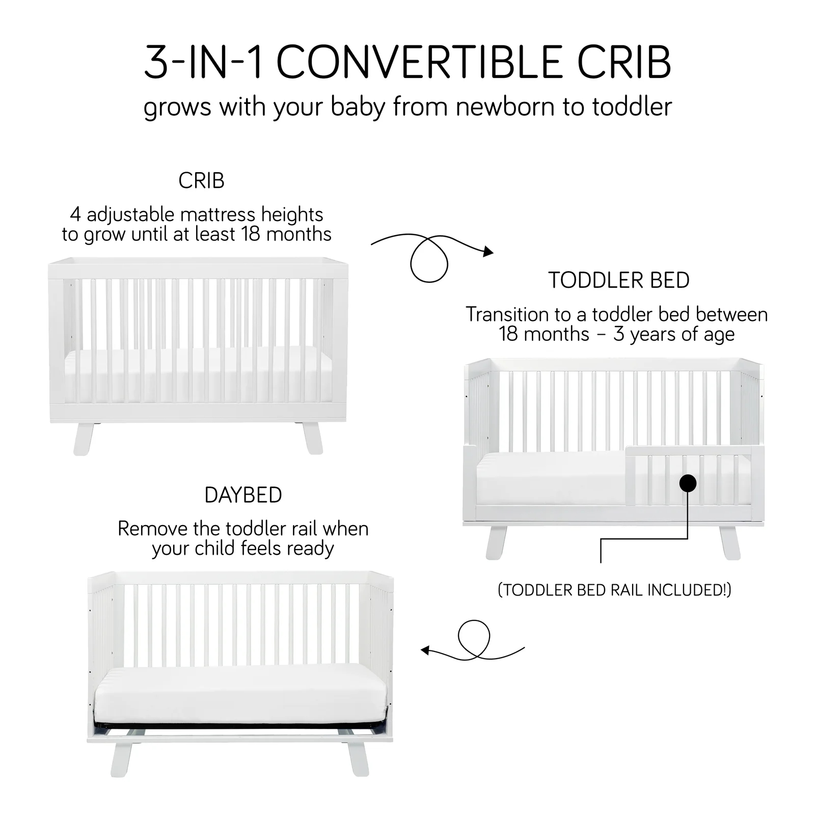 Hudson 3-in-1 Convertible Crib