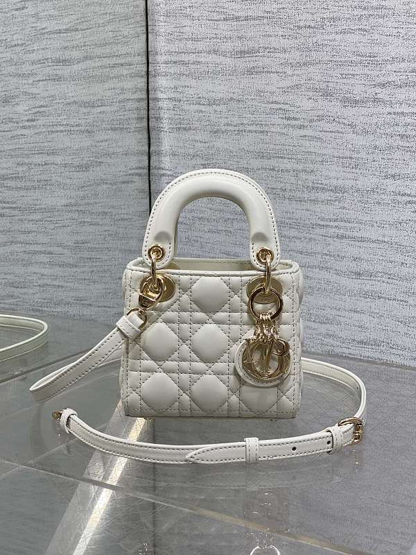 Lady Dior Mini Bag White Gold Hardware