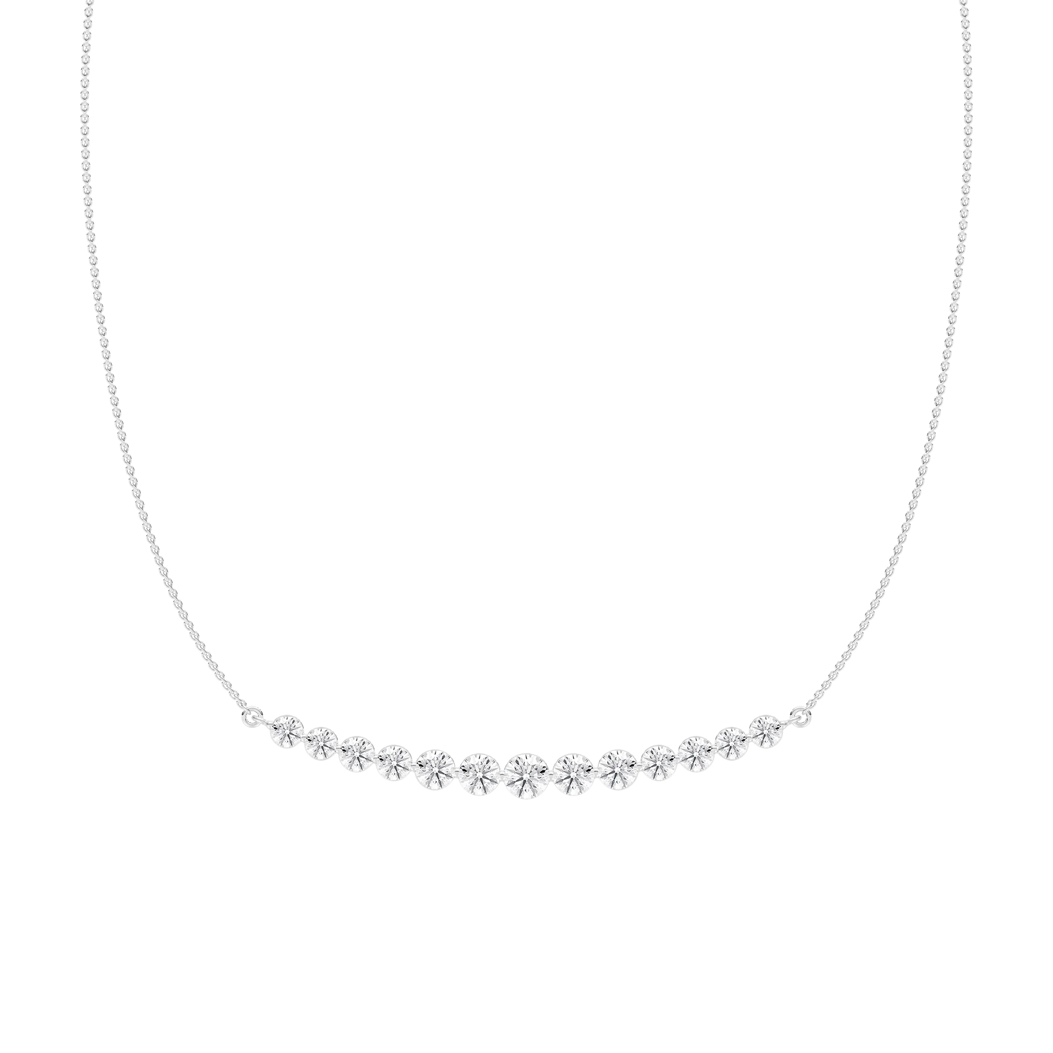3 ⅞ ctw Round Lab Grown Diamond Curved Bar Necklace - 18 Inches
