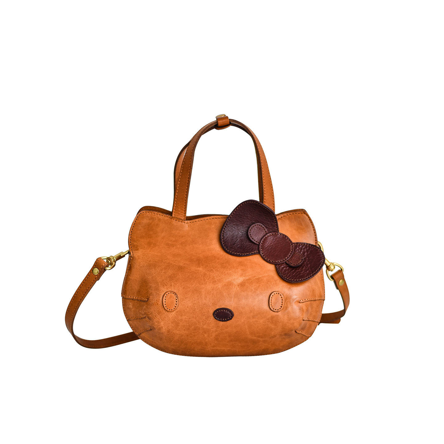 Handcrafted Kitty Leather Satchel