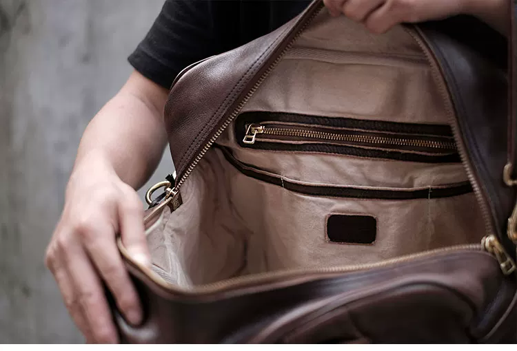 Genuine leather travel shoulder bag tote bag