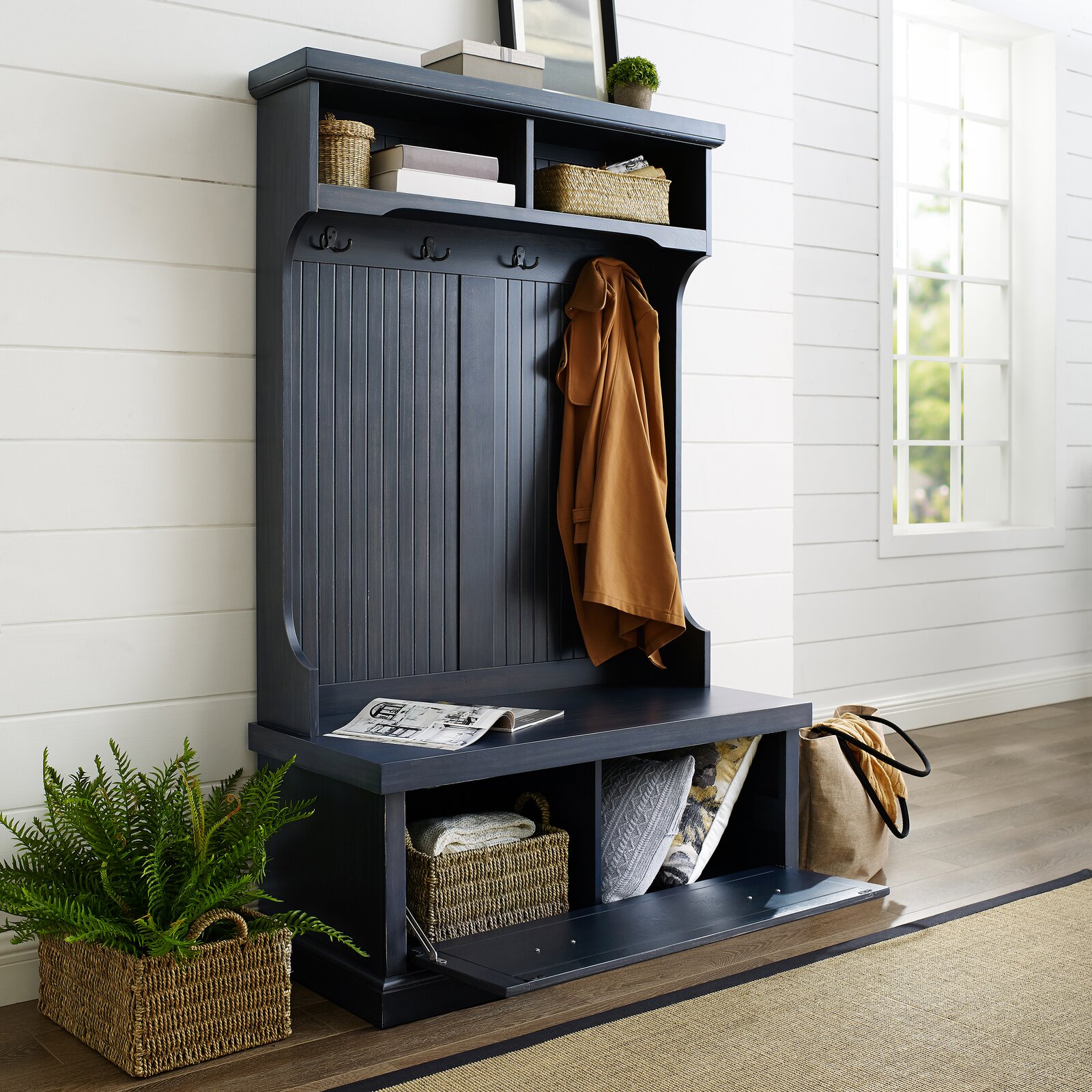 Carmel 40'' Wide Hall Tree with Bench and Shoe Storage