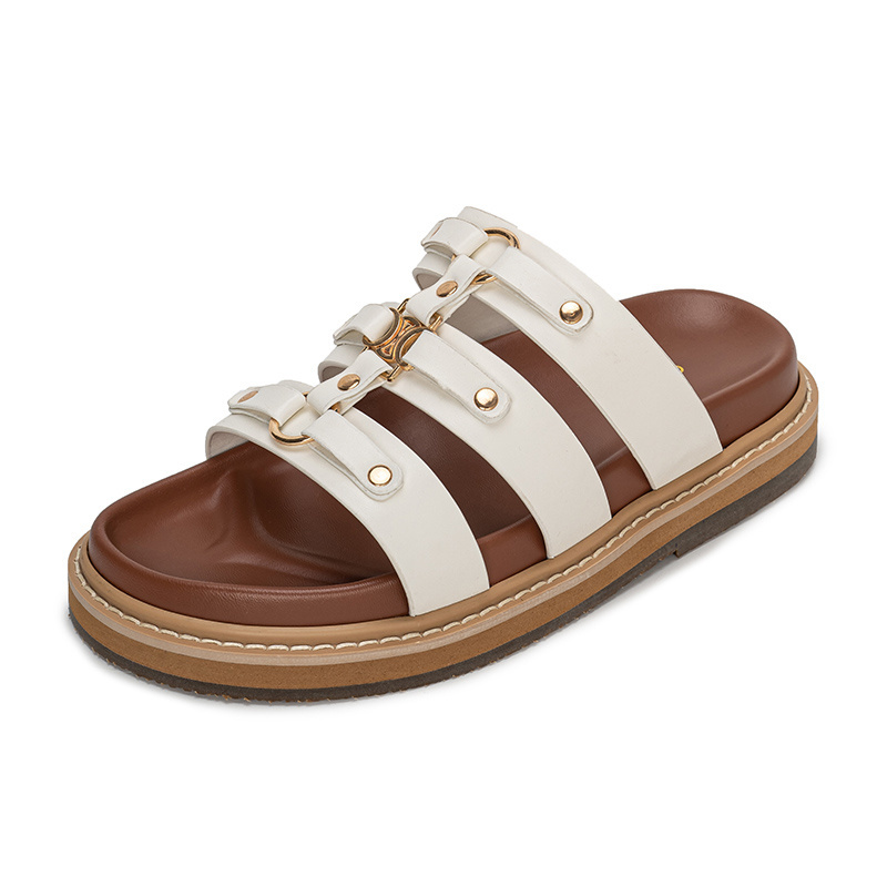 Celine Triomphe Leather Strap Sandals