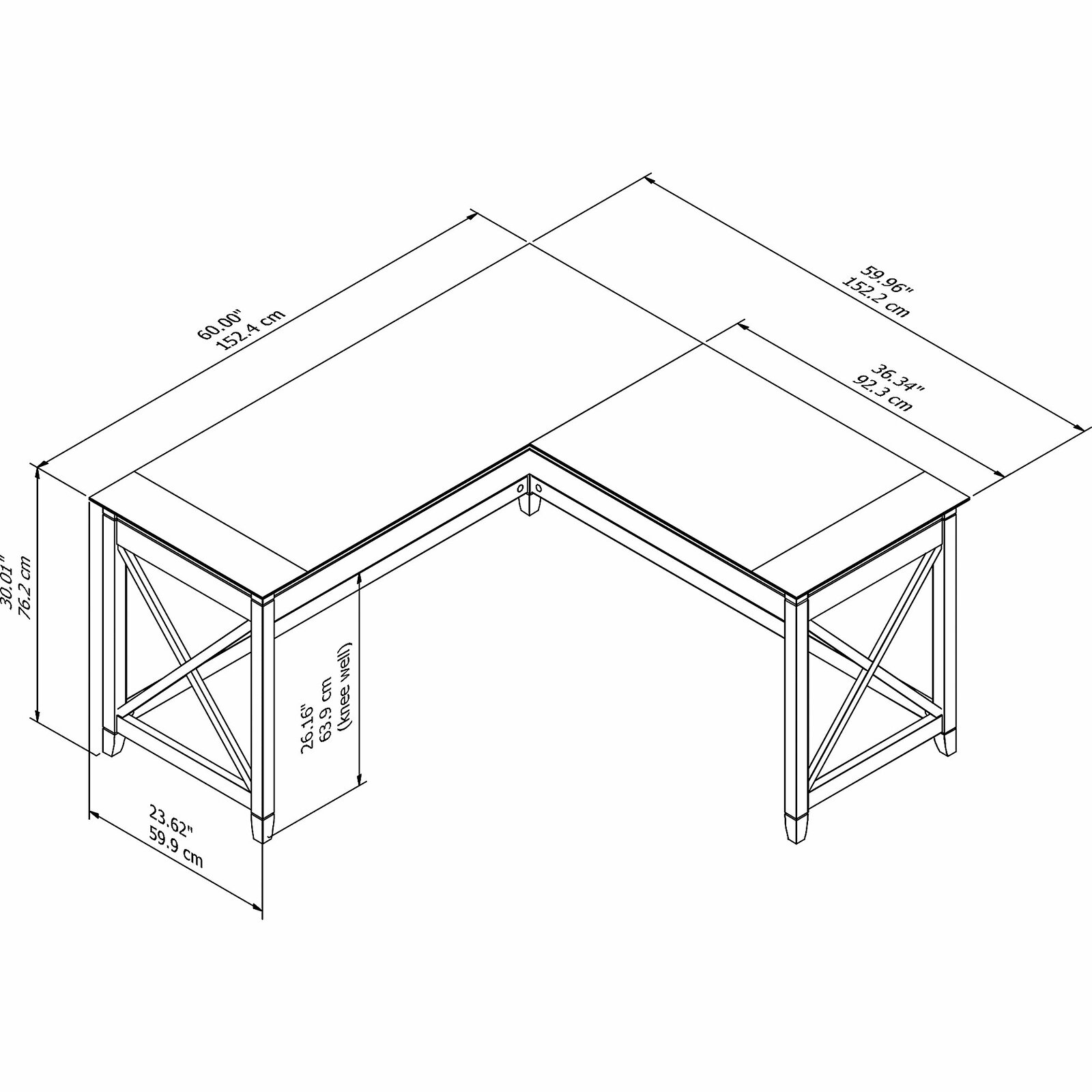 Veda 60W L Shaped Desk