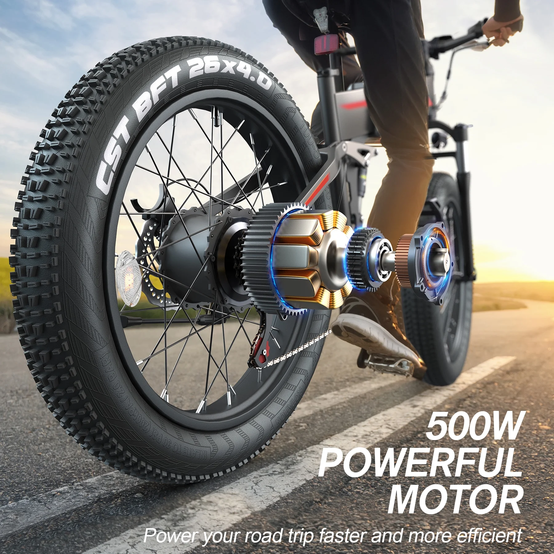 TotGuard 26in Folding Fat Tire Electric Bike, 500W, 48V 10Ah