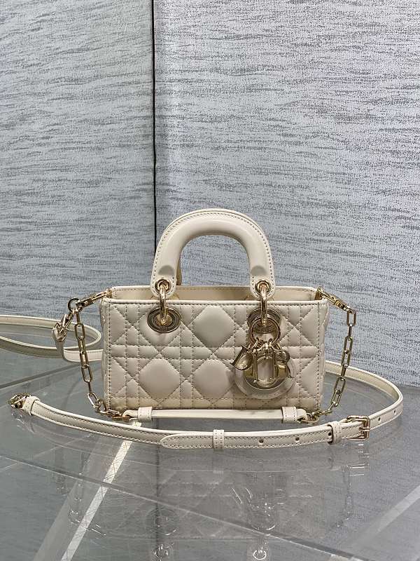 Lady D-Joy Bag Mini Ivory Gold Hardware