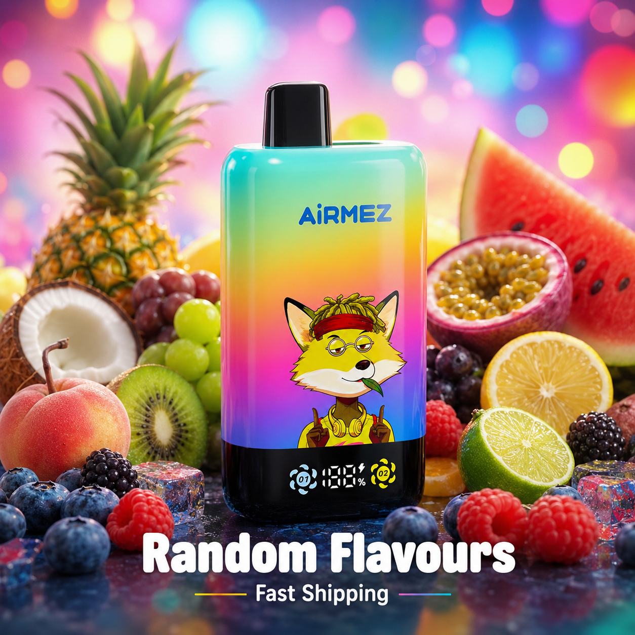 AiRMEZ Fox 2-in-1 Pro 80K Puffs Dual Flavor Rechargeable Vape