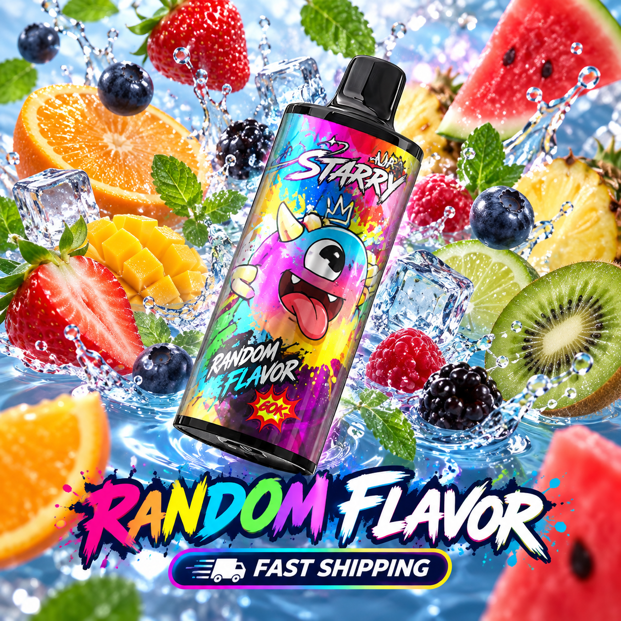 STARRY 60K Random Flavor fast shipping option with assorted flavor designs