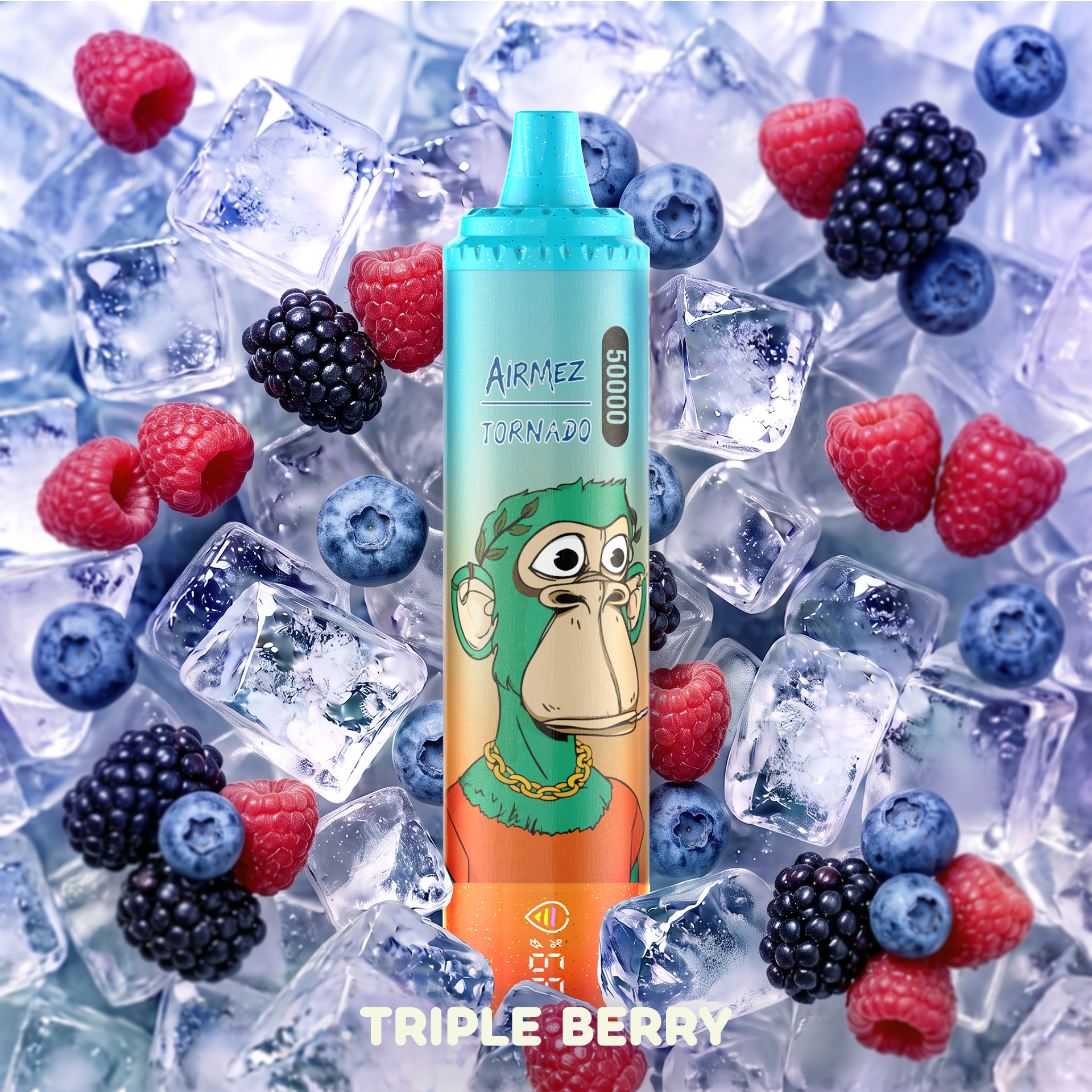 AiRMEZ Tornado 50K Triple Berry flavor with blueberries, raspberries and blackberries