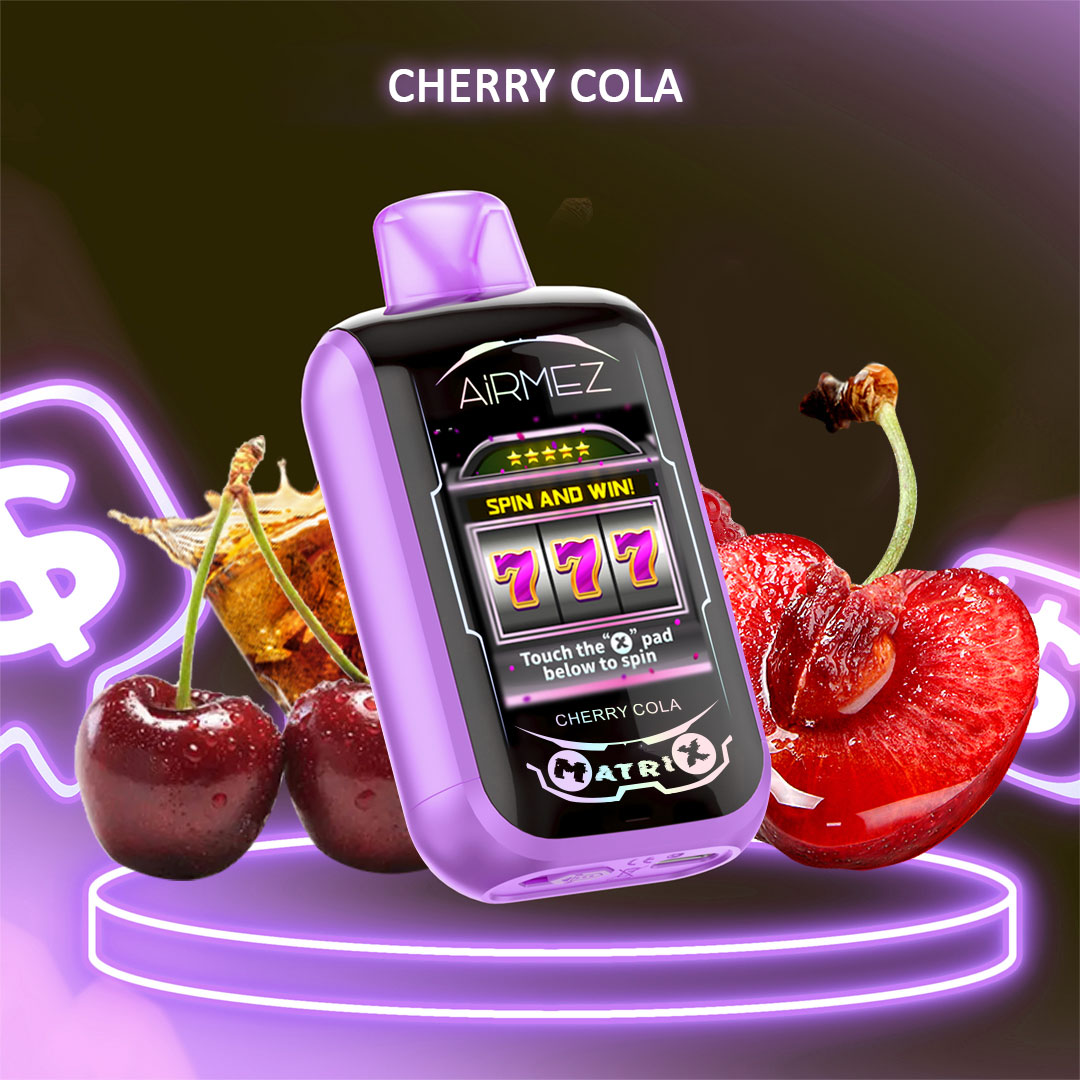Airmez Matrix Pro 30000 Puffs Cherry Cola official product view. Showcasing the interactive 