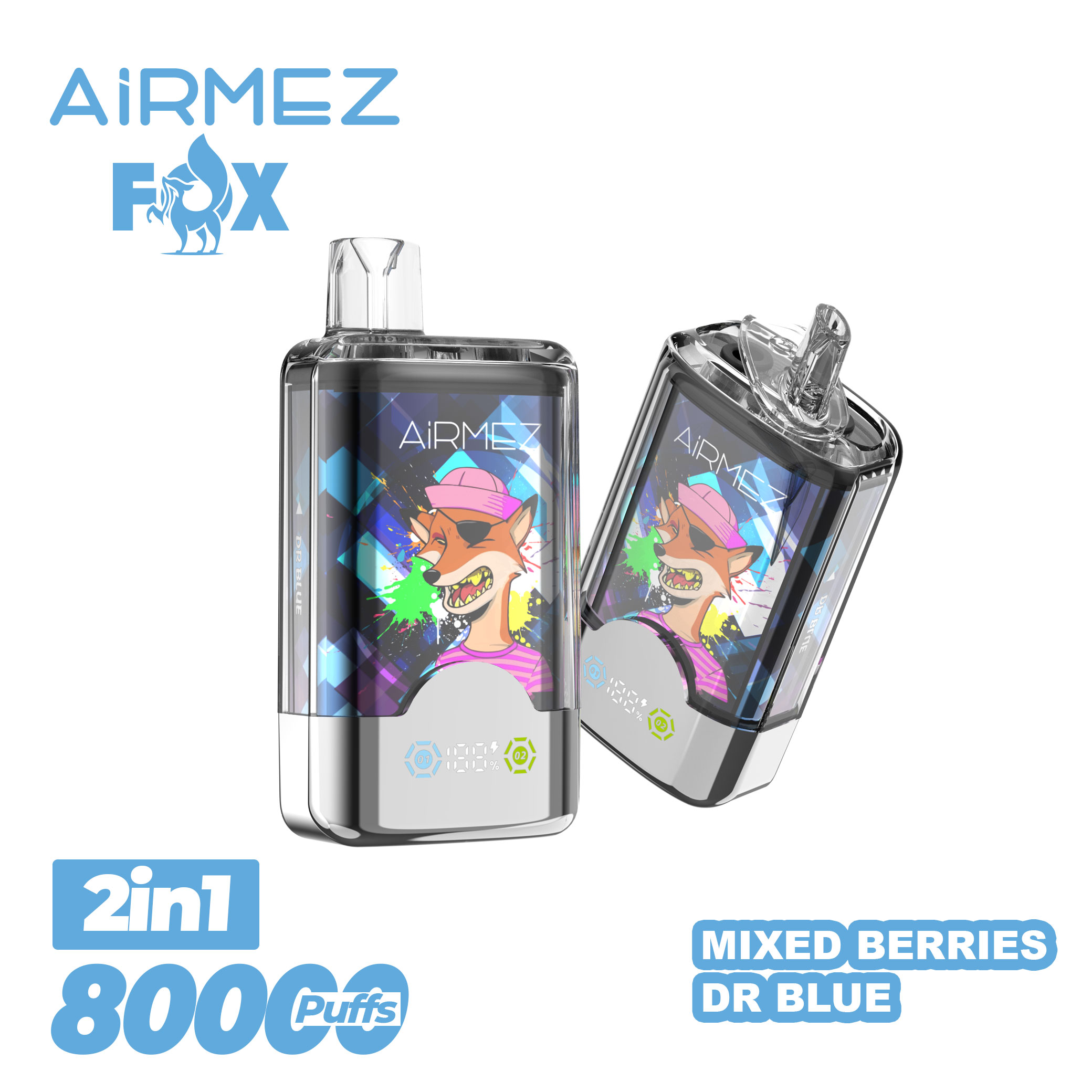 Get the Airmez 80,000 Puffs Mixed Berries 2-in-1 online. Top-tier disposable vape with premium build and Type-C charging. Ships from EU warehouse.