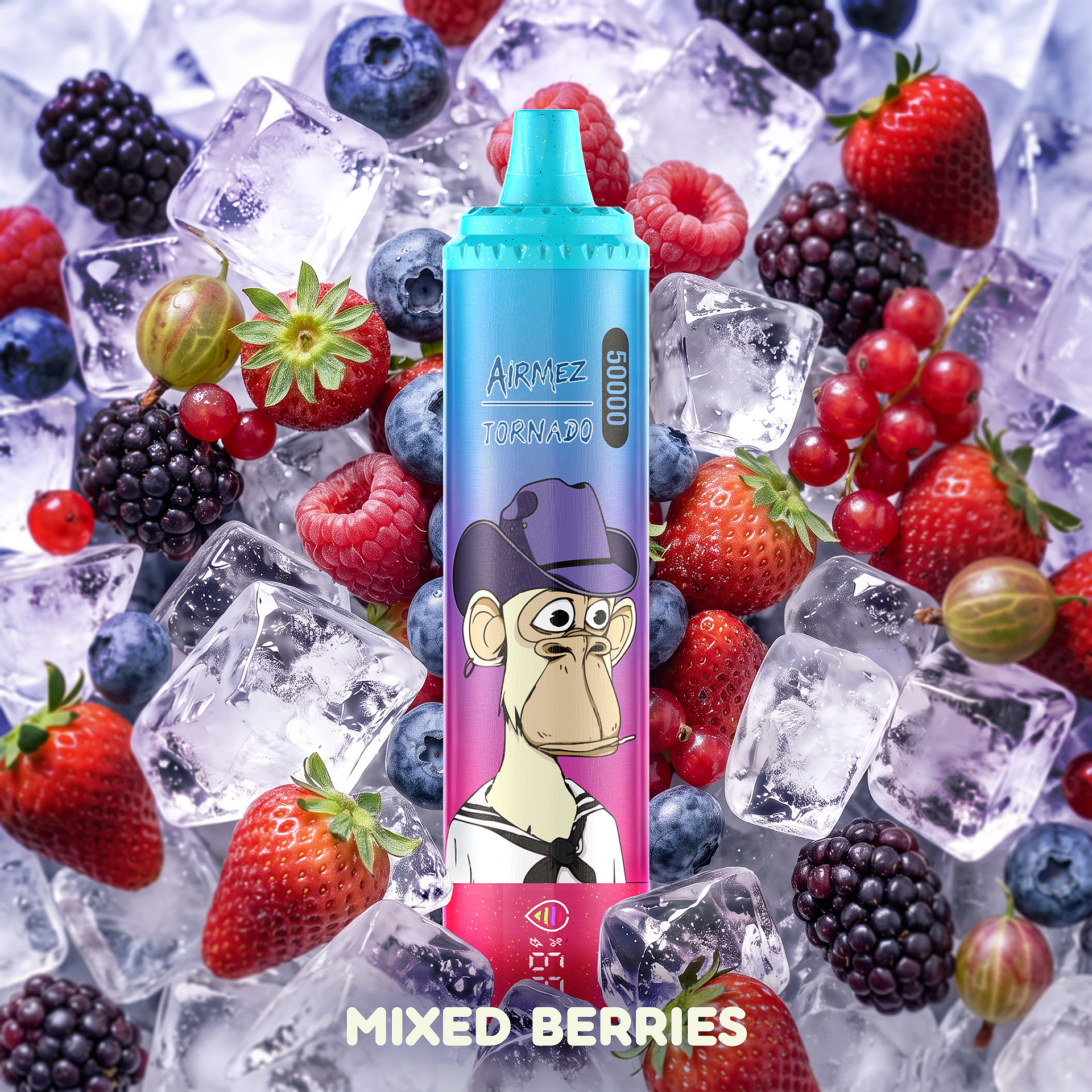 AiRMEZ Tornado 50K Mix Berries flavor with strawberries, blueberries, raspberries and blackberries