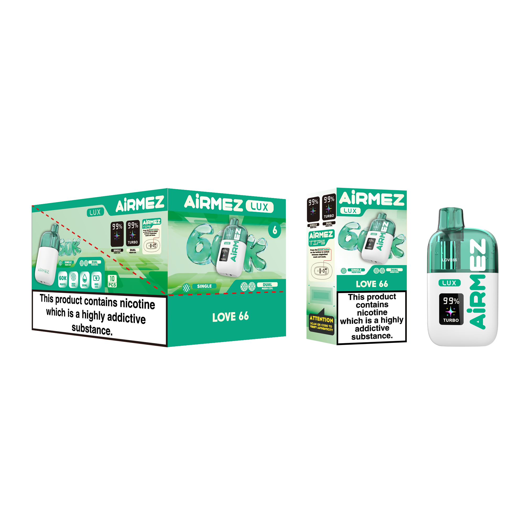 Airmez Lux 60K Puffs Disposable Vape - Visible Tank (30ml) | 10 Flavors