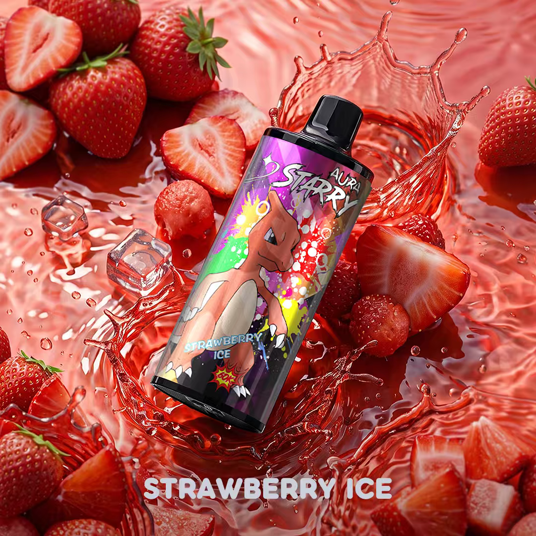 STARRY 60K Strawberry Ice disposable vape with strawberry and icy flavor