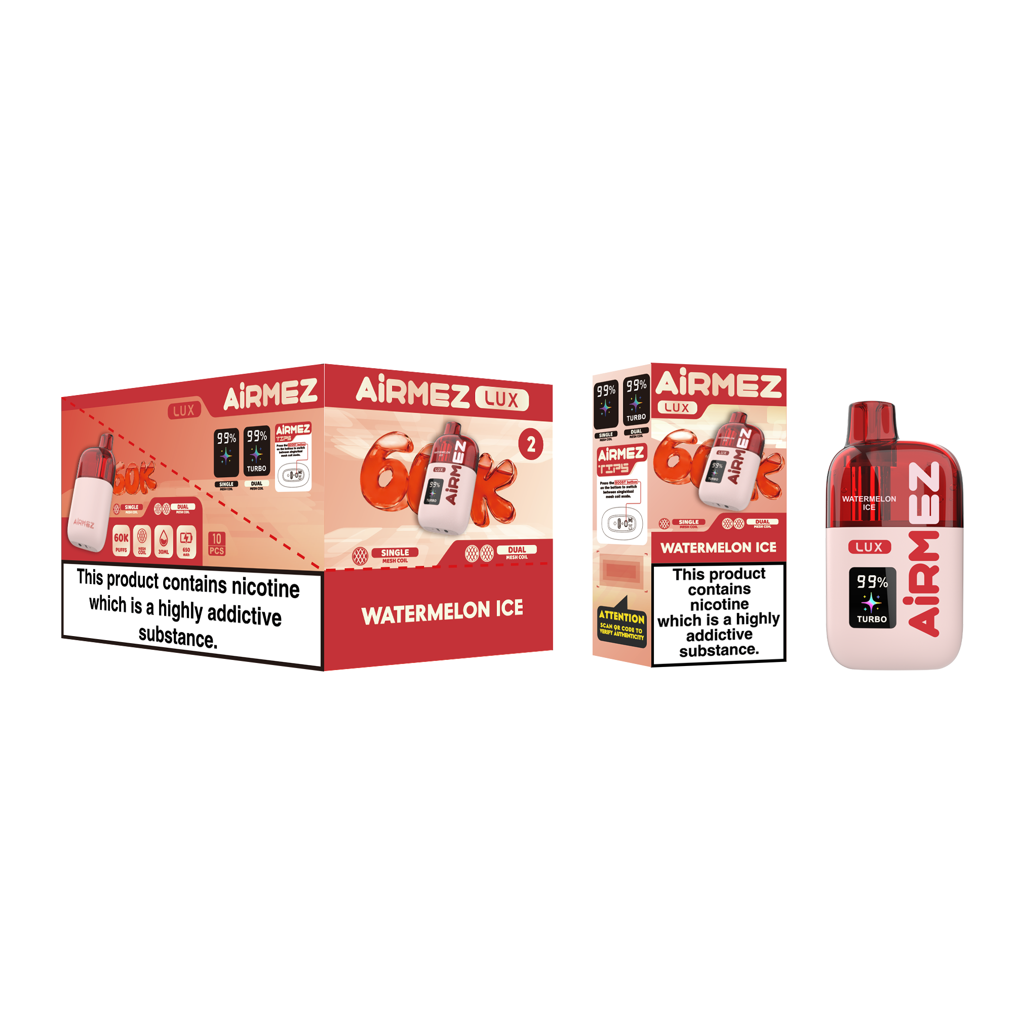 Airmez Lux 60K Puffs Disposable Vape - Visible Tank (30ml) | 10 Flavors