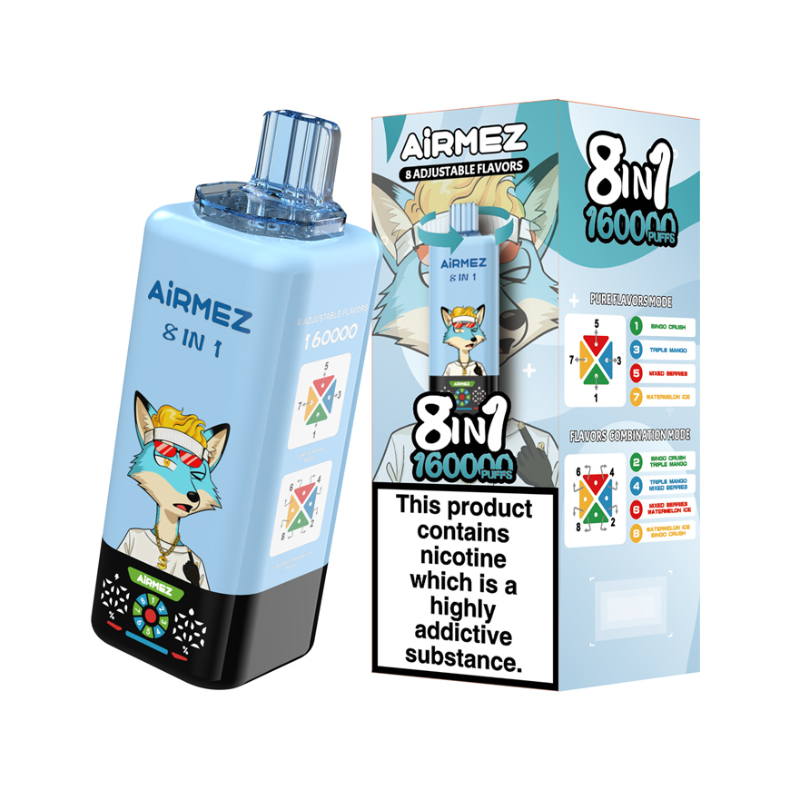 Airmez Fox 8-in-1 160K Kit 01 – Bingo Crush & Triple Mango & Mixed Berries & Watermelon Ice | Device & Single Pack Box | Ships from Poland, No Customs Fee