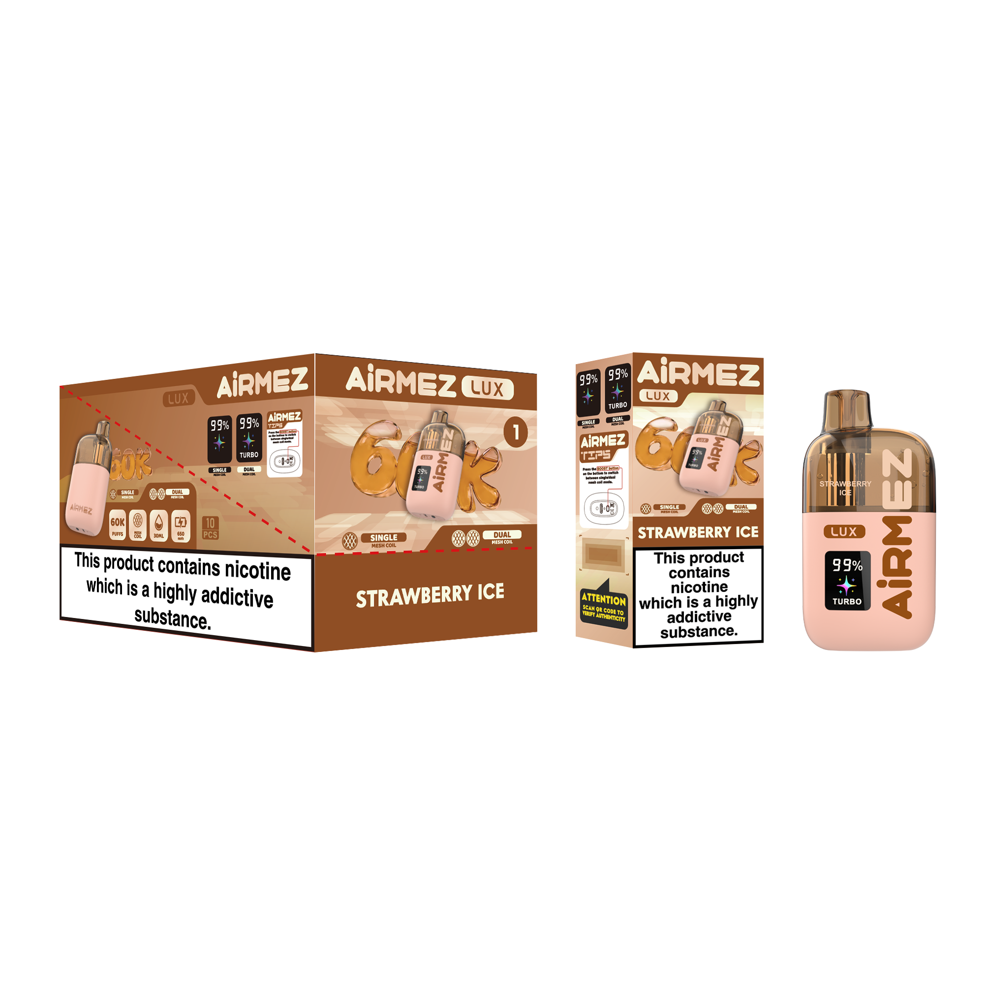 Airmez Lux 60K Puffs Disposable Vape - Visible Tank (30ml) | 10 Flavors