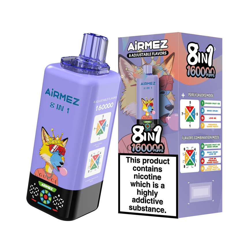 Airmez Fox 8-in-1 160K Kit 07 – Dragon Fruit Ice & Bingo Crush & Love 66 & Pineapple Mango Peach | Device & Single Pack Box | Ships from Poland, No Customs Fee