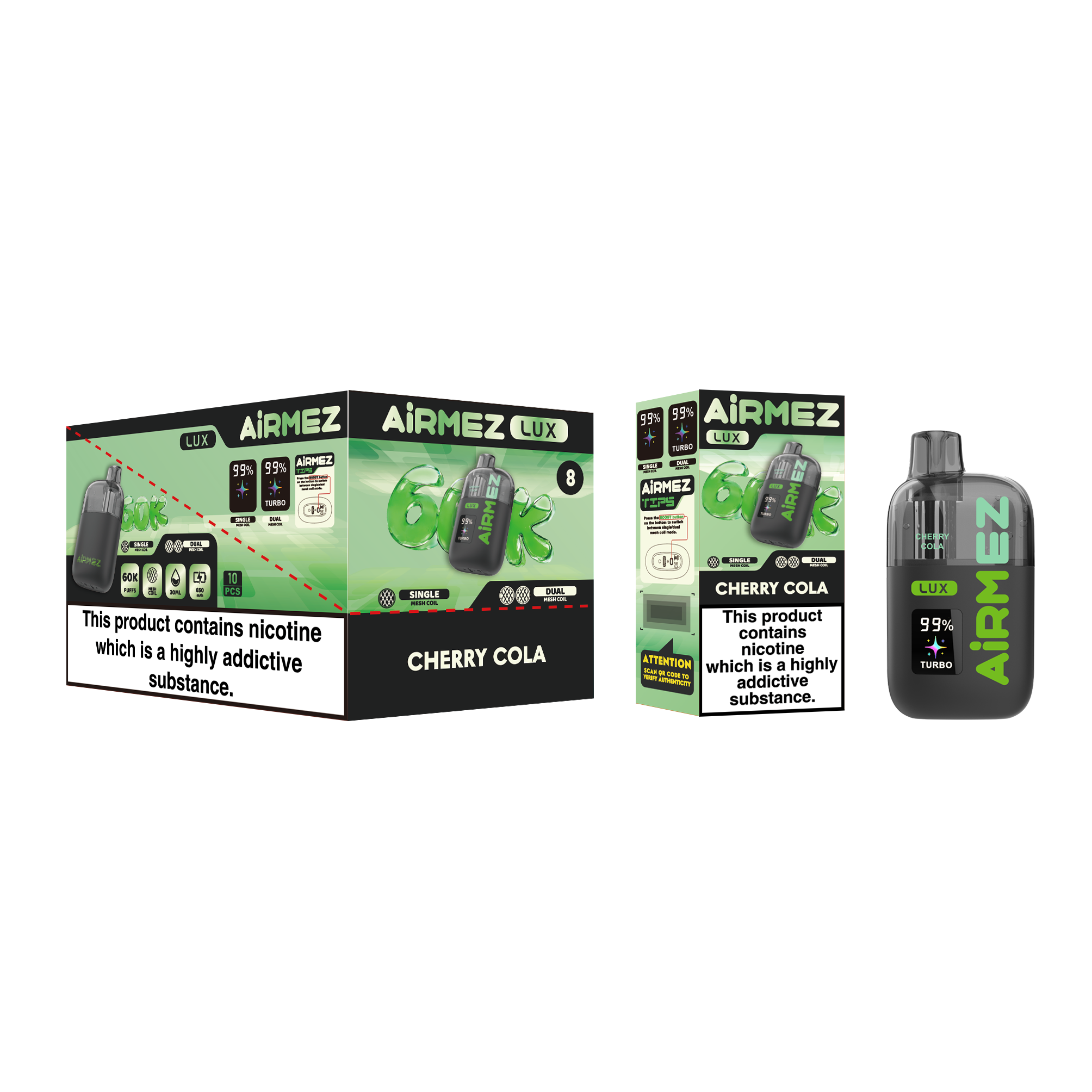 Airmez Lux 60K Puffs Disposable Vape - Visible Tank (30ml) | 10 Flavors