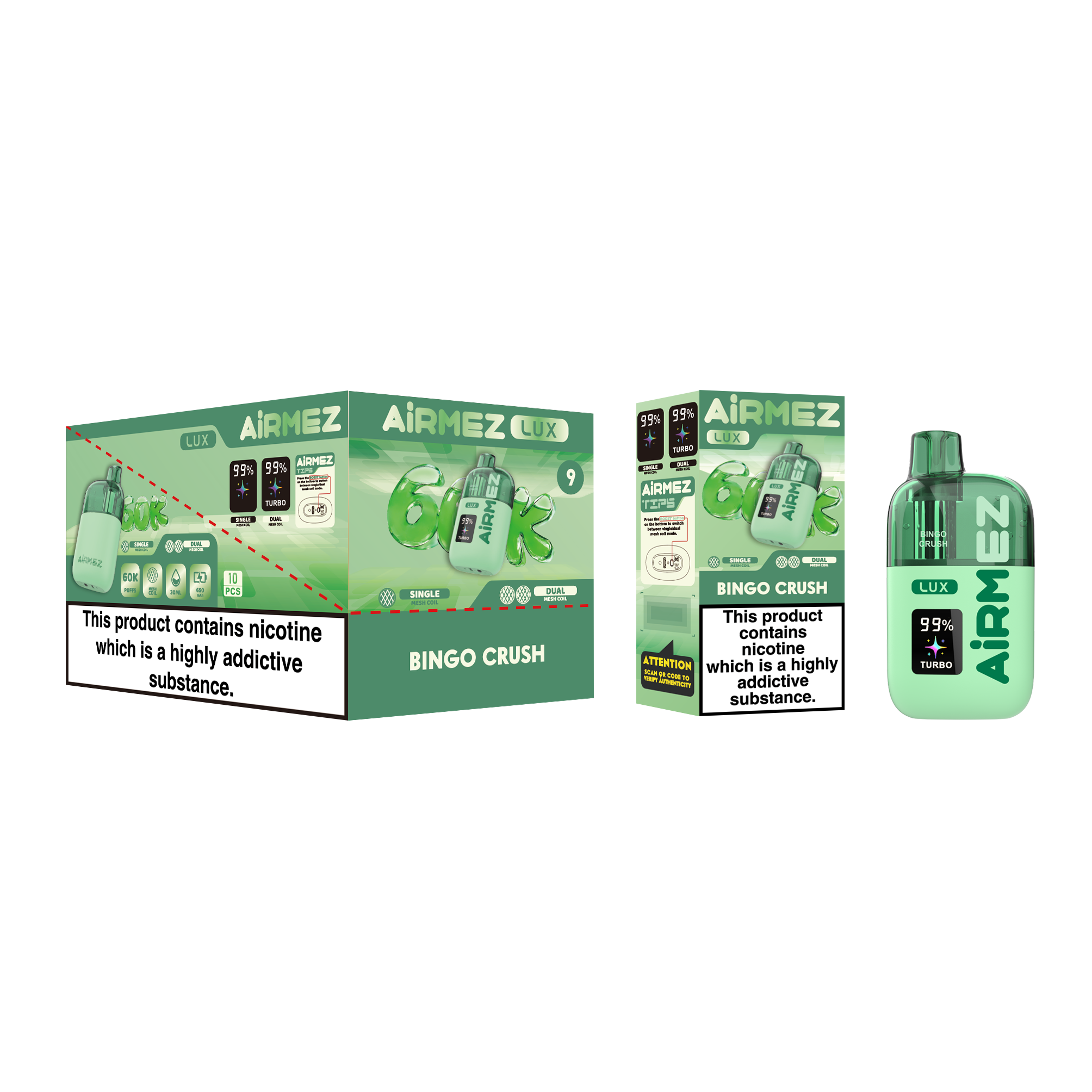 Airmez Lux 60K Puffs Disposable Vape - Visible Tank (30ml) | 10 Flavors