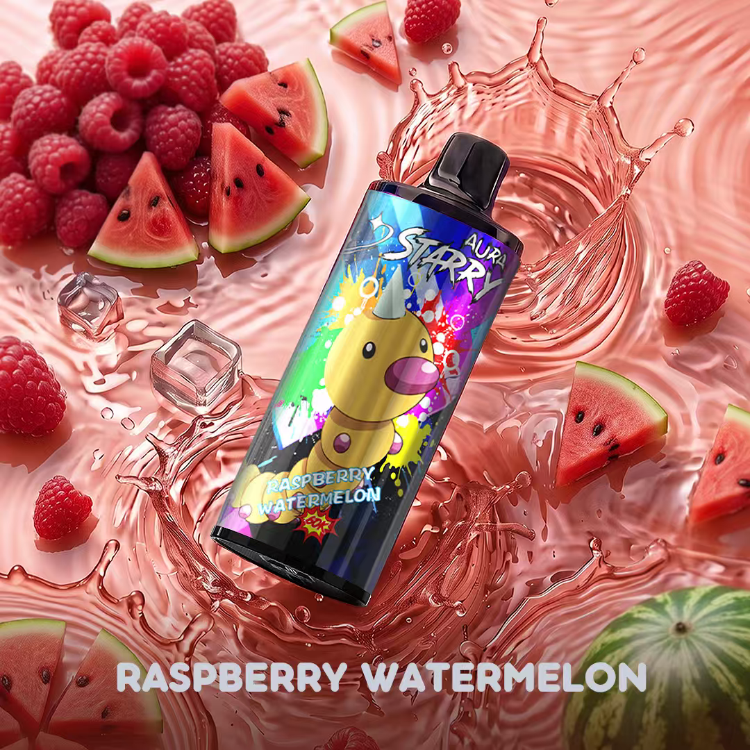 STARRY 60K Raspberry Watermelon disposable vape with raspberry and watermelon flavor