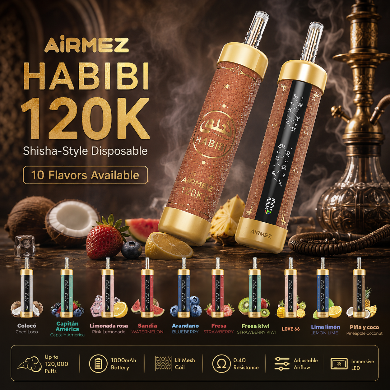 AiRMEZ HABIBI 120K shisha vape collection cover