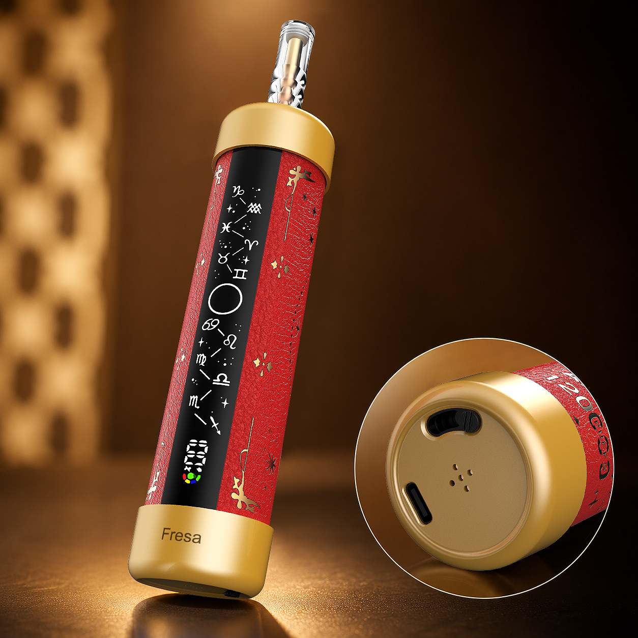 AiRMEZ HABIBI premium textured exterior, smart LED screen, gold details and transparent mouthpiece