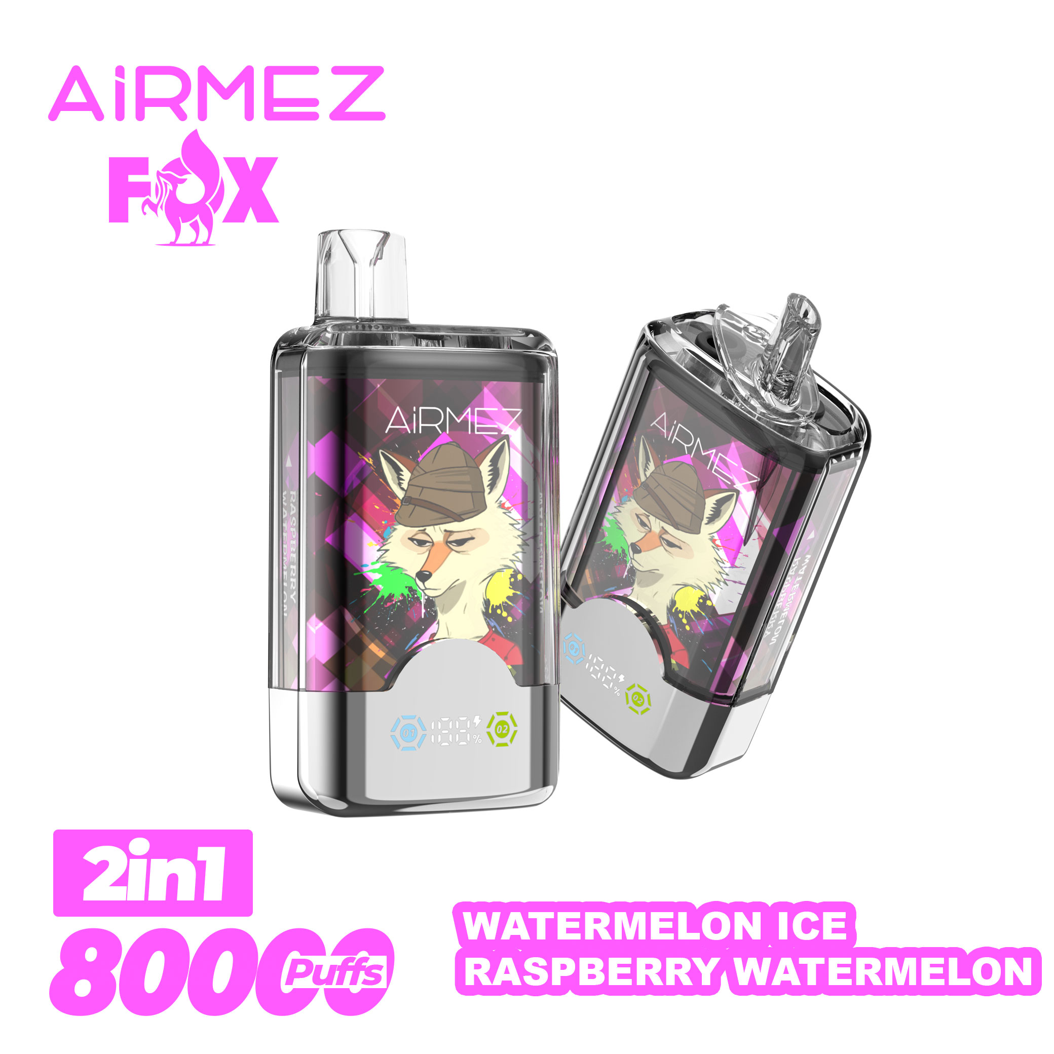 Airmez Fox 2-in-1 80,000 Puffs Disposable Vape | Dual Mesh & Smart LED | EU Stock