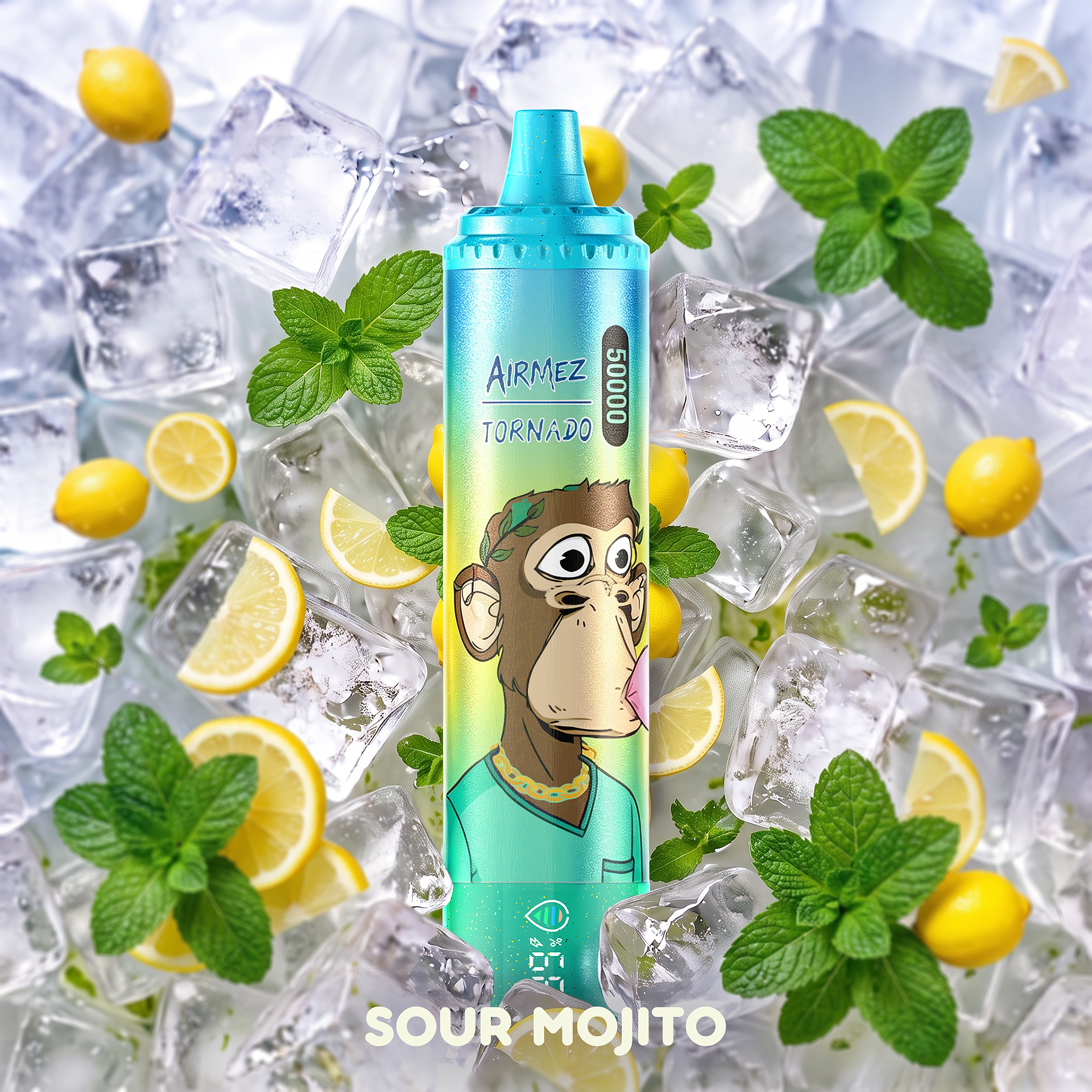 AiRMEZ Tornado 50K Sour Mojito flavor with lime, fresh mint and ice cubes