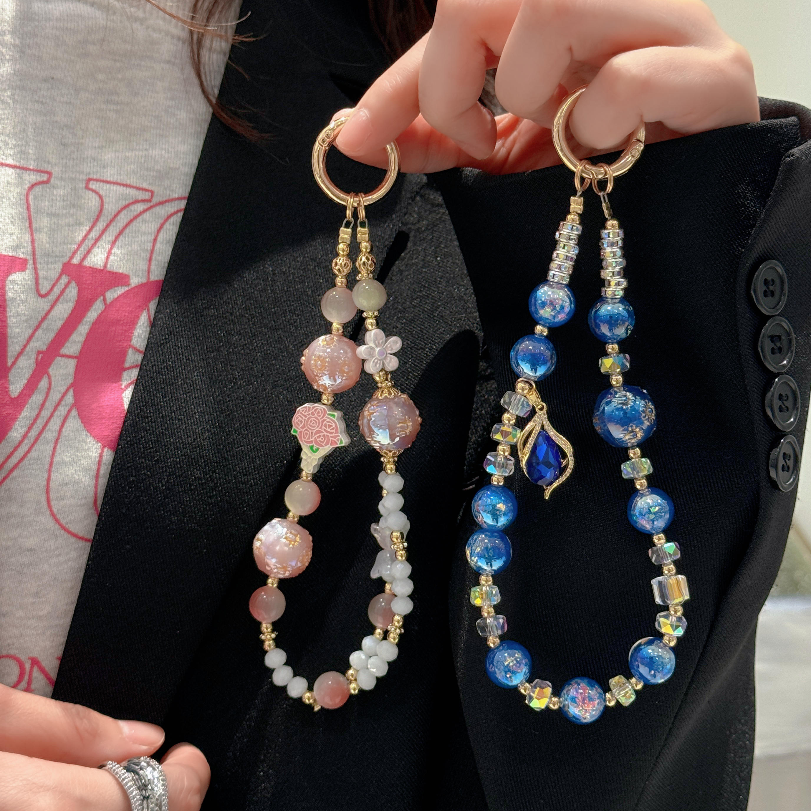 Sparkling Spring & Crystal Bead Phone Charms