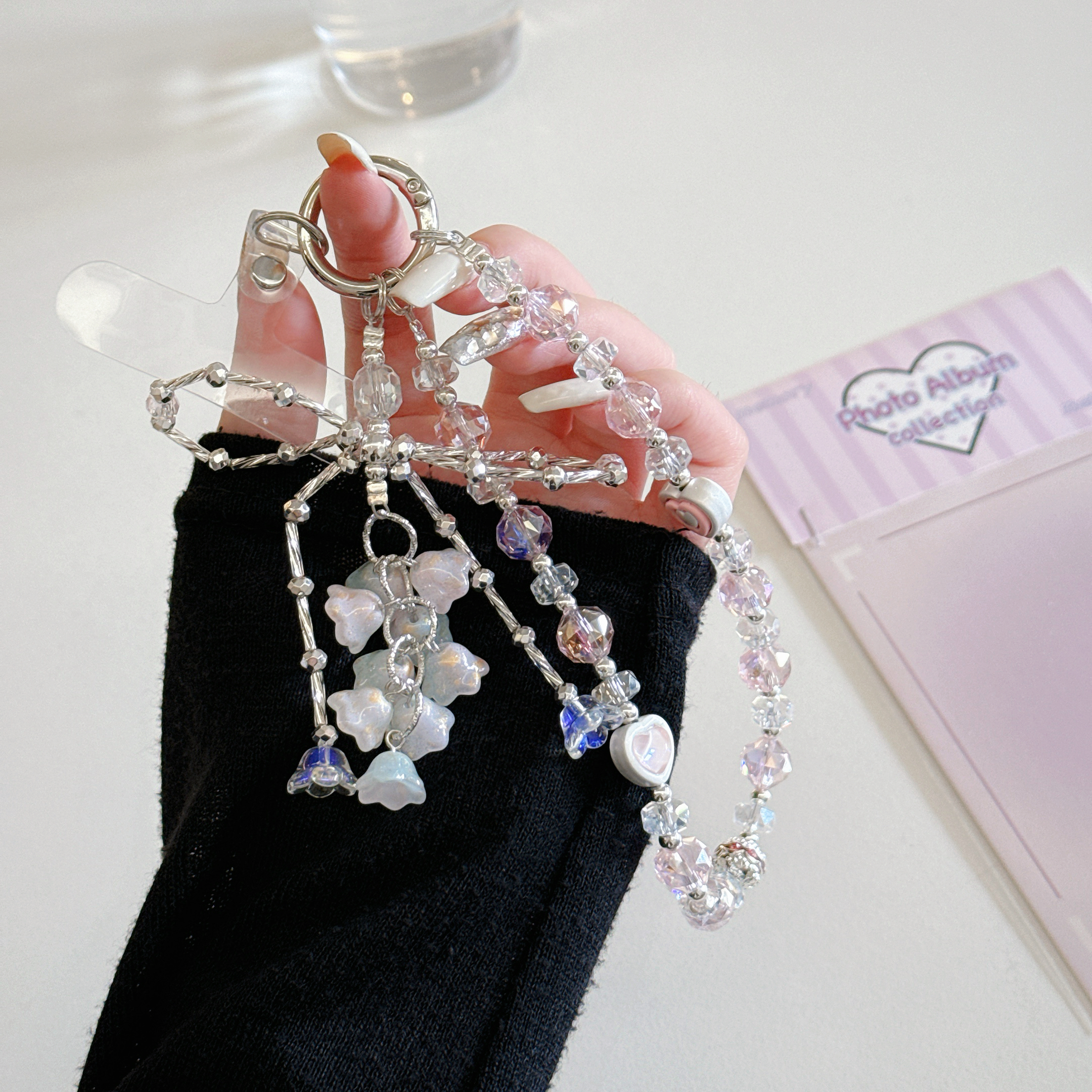 Delicate Flower & Crystal Phone Charms