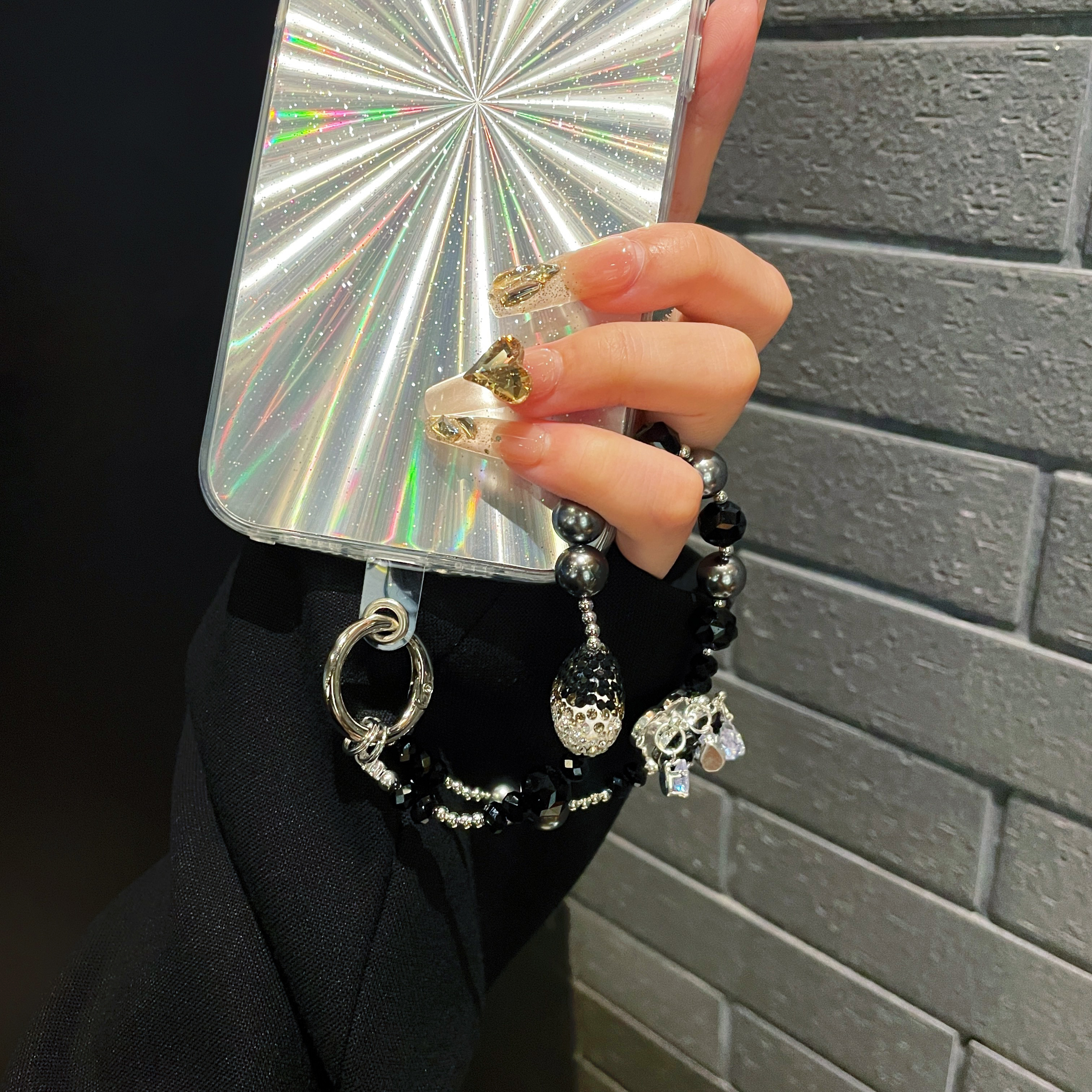 Sparkling Heart & Crystal Charm Phone Chains