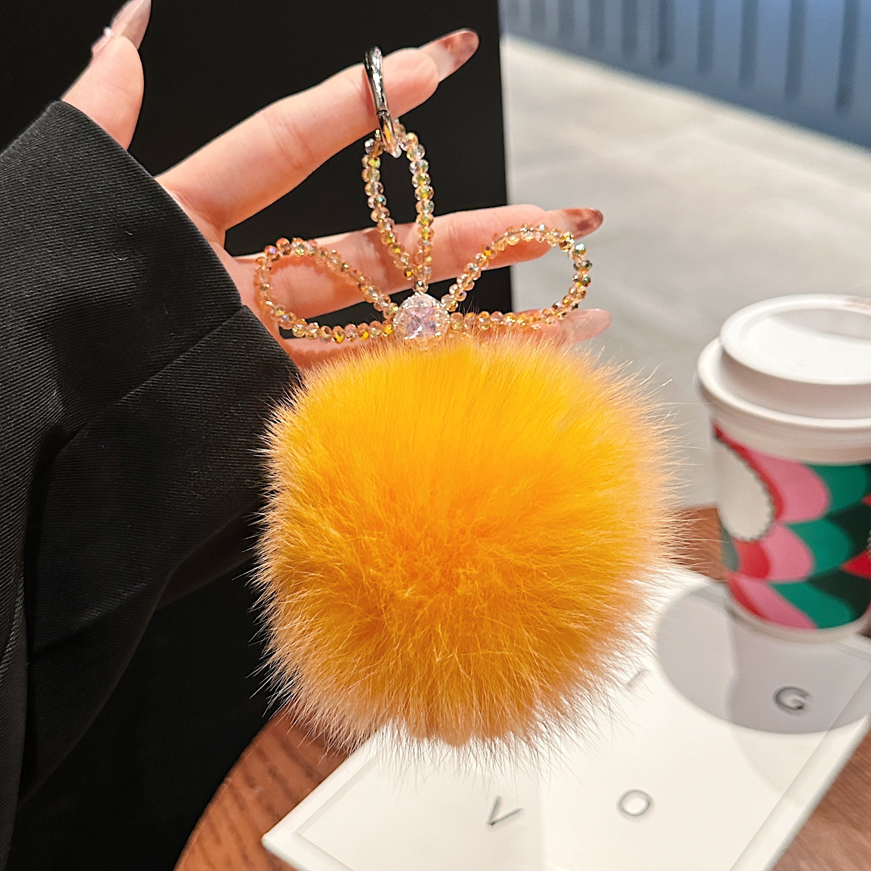Fluffy Pom-Pom & Beaded Bow Phone Charms