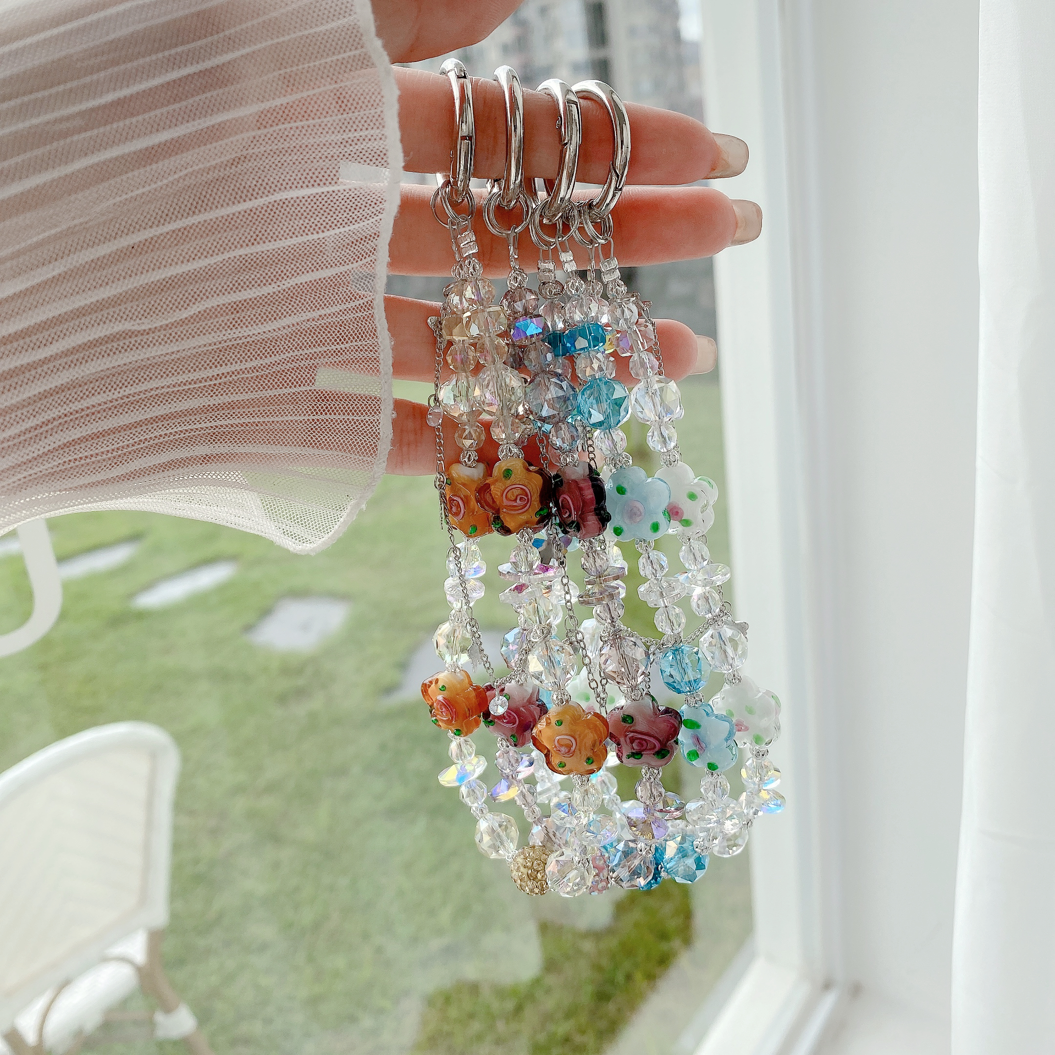 Floral Crystal & Charm Phone Charms