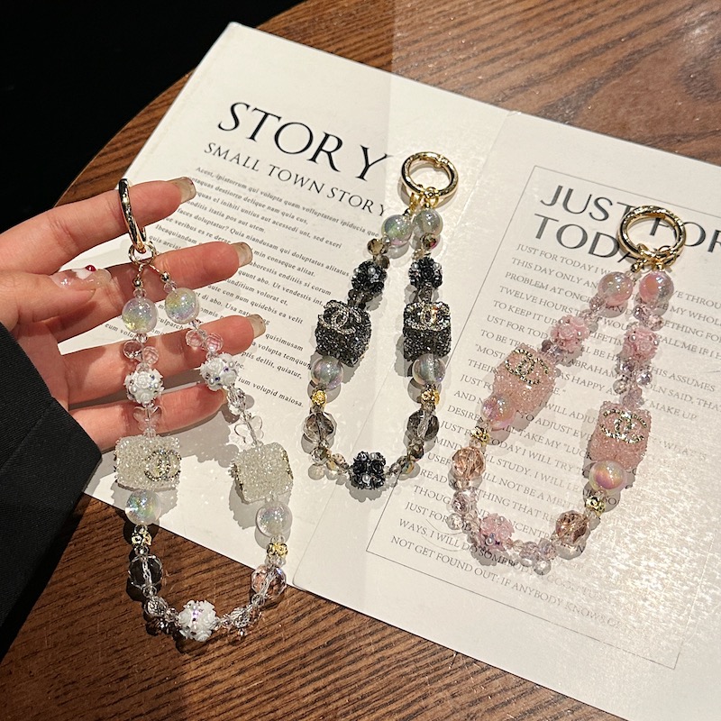 Elegant Crystal Cube & Bead Phone Charms