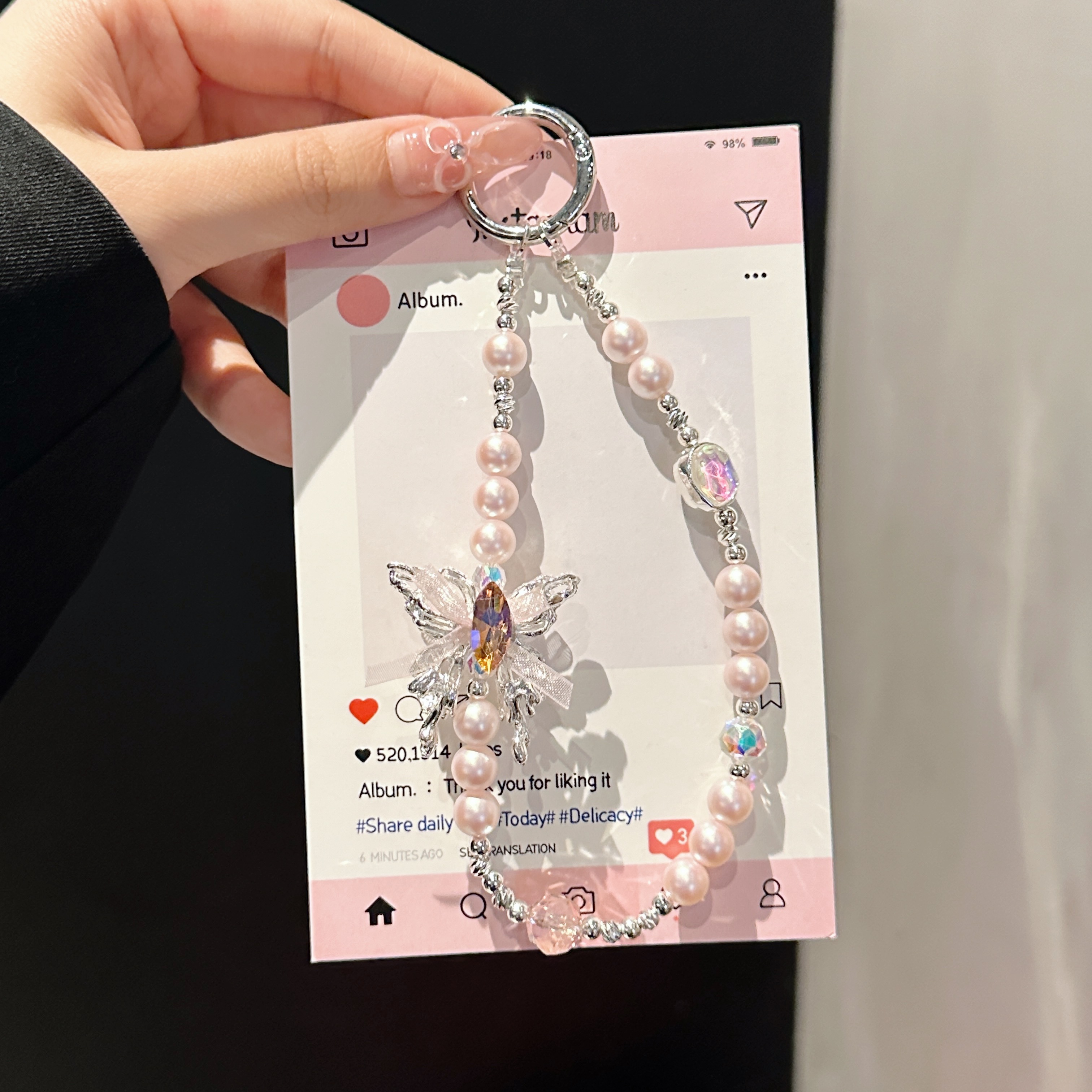 Ethereal Butterfly & Pearl Phone Charms