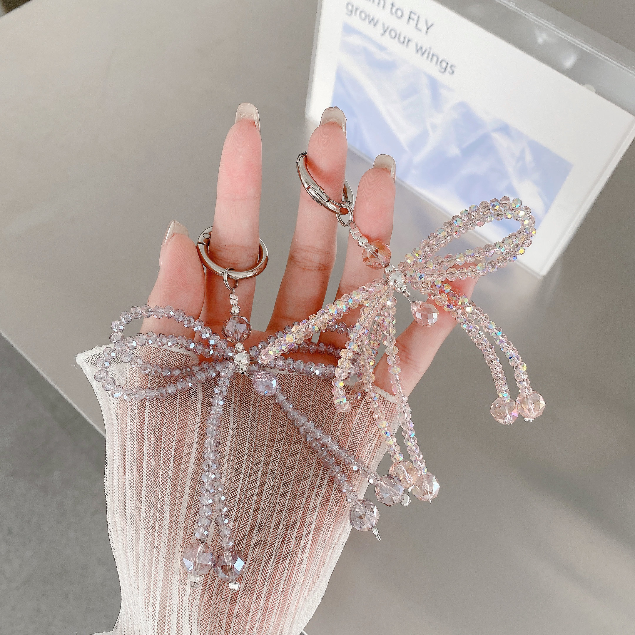 Elegant Crystal Bow Phone Charms