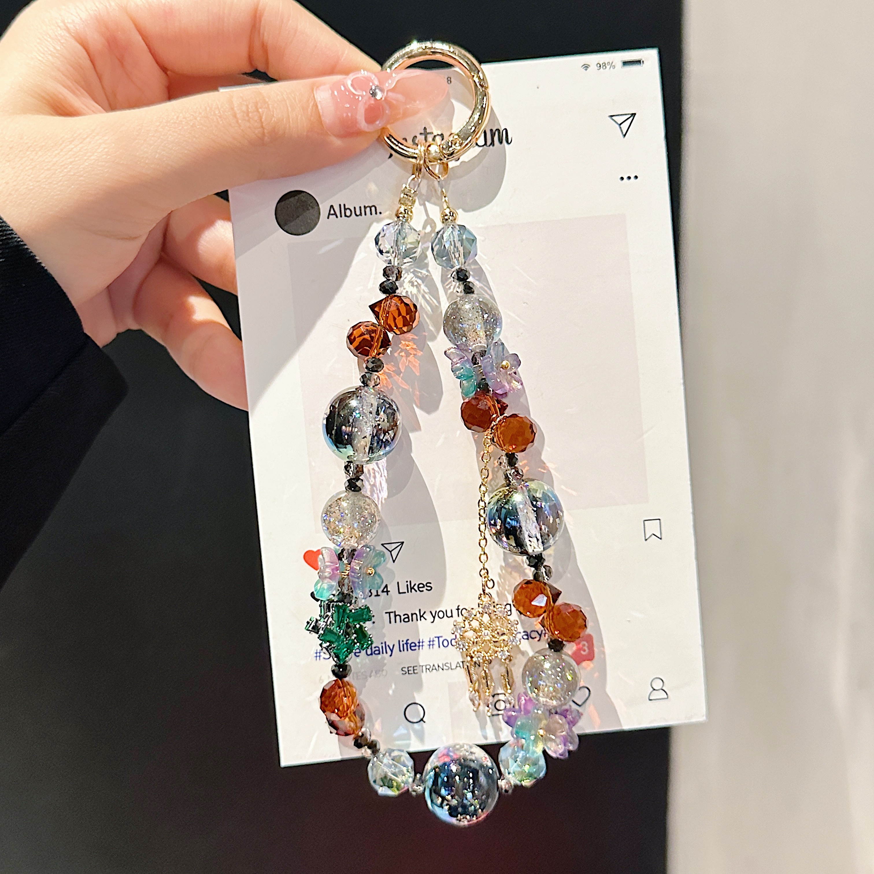 Floral & Crystal Bead Phone Charms