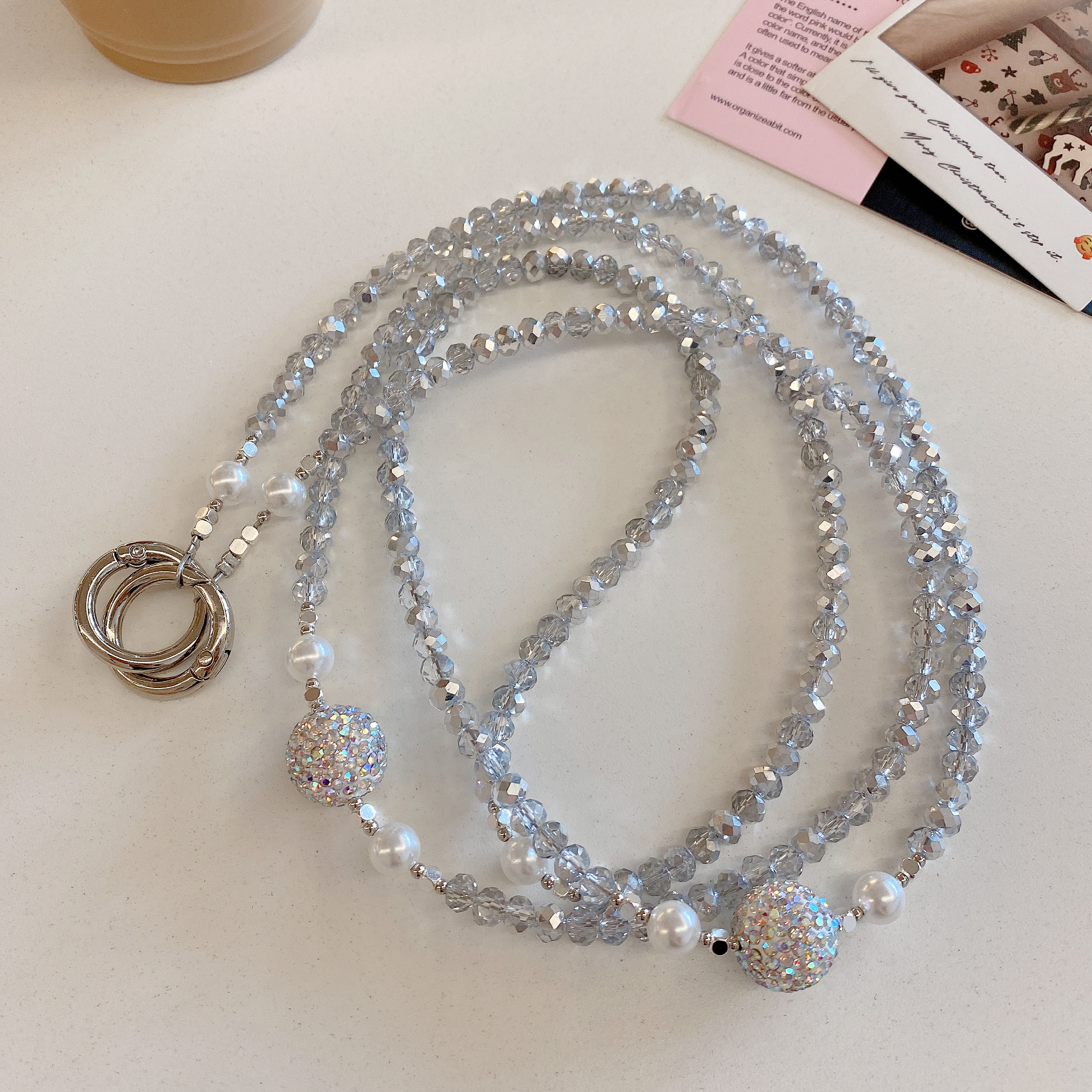 Elegant Pearl and Crystal Phone Charms