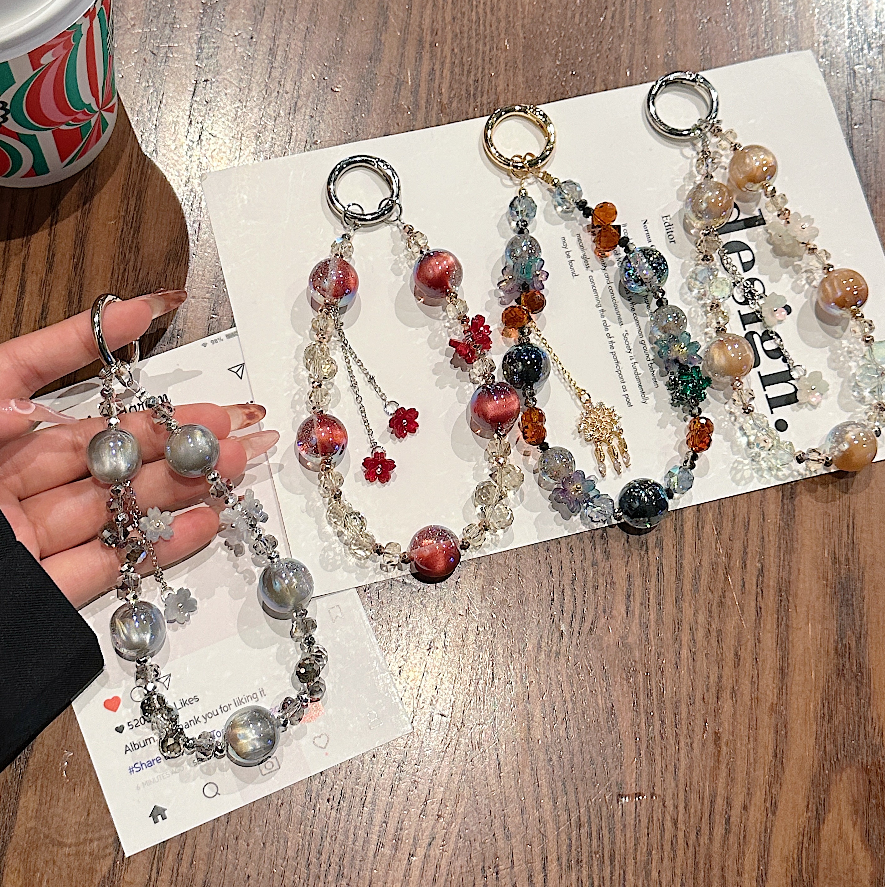 Floral & Crystal Bead Phone Charms