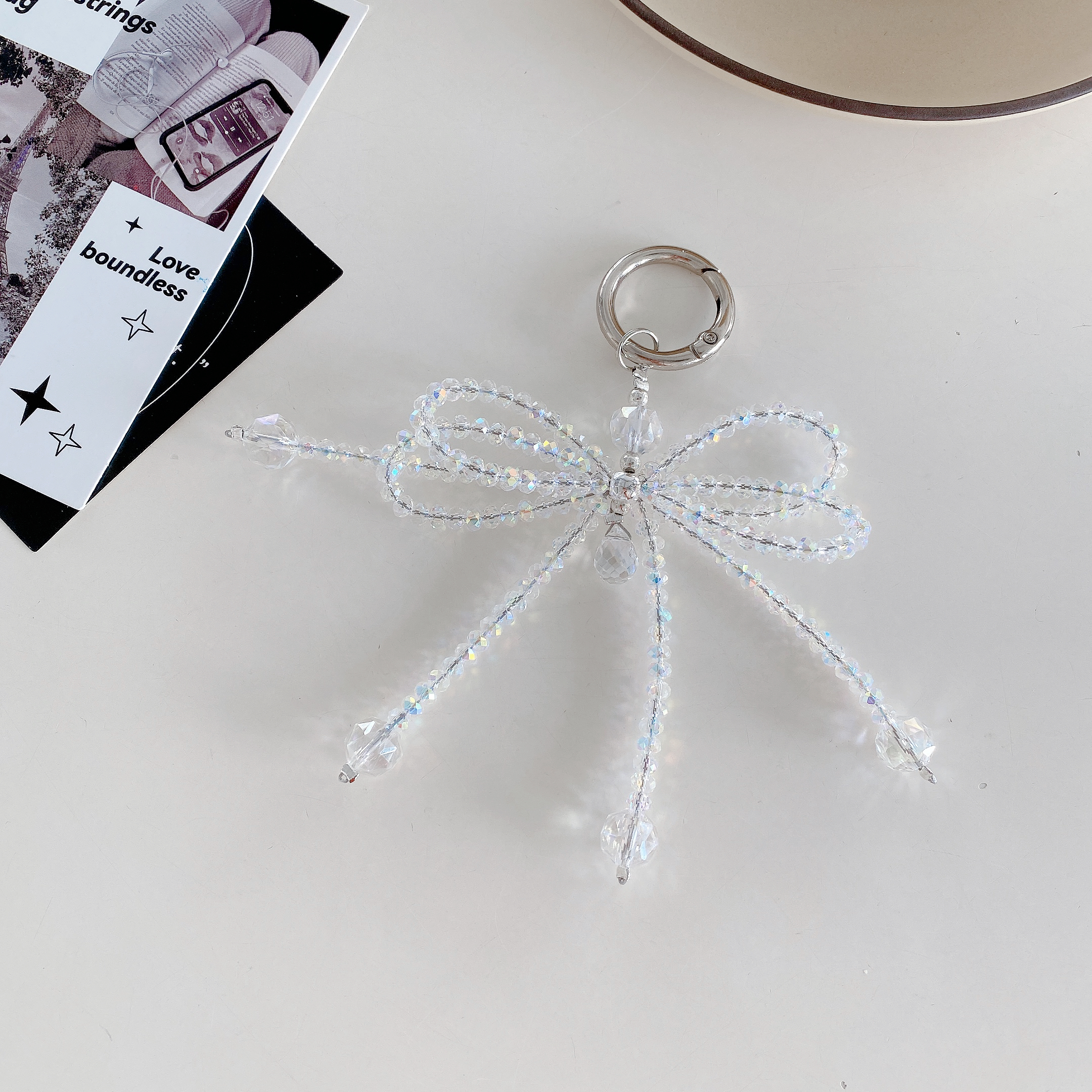 Elegant Crystal Bow Phone Charms