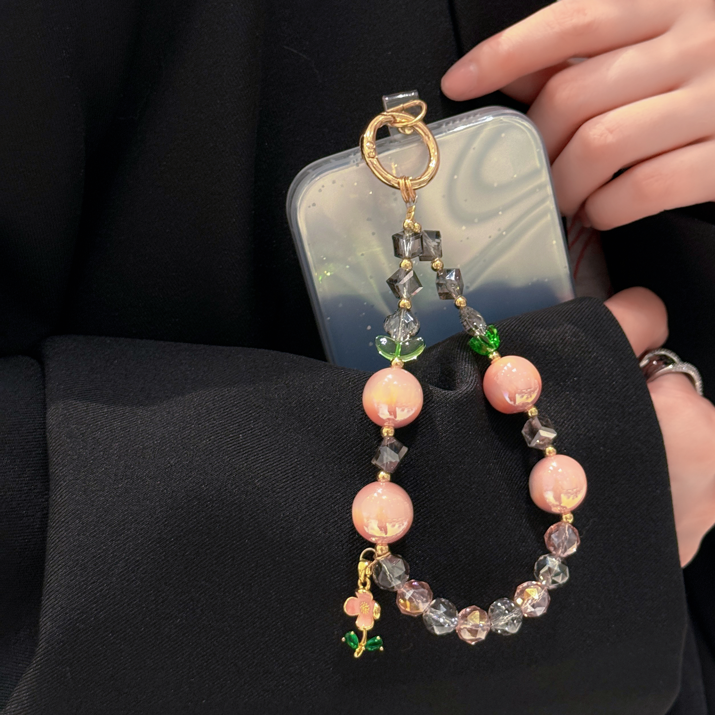 Iridescent Gem & Floral Charm Phone Chains